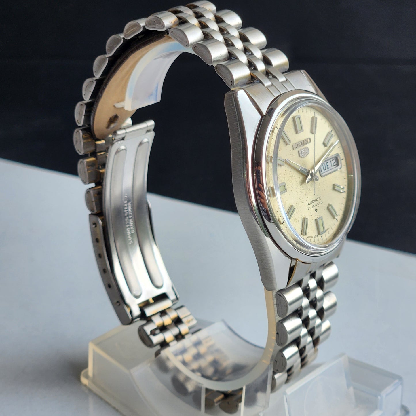 Vintage 1978 Original Seiko 5 Automatic 6309-8020 0ff White Face 17 Jewels Day-Date Japanese Men's Wrist Watch EG111
