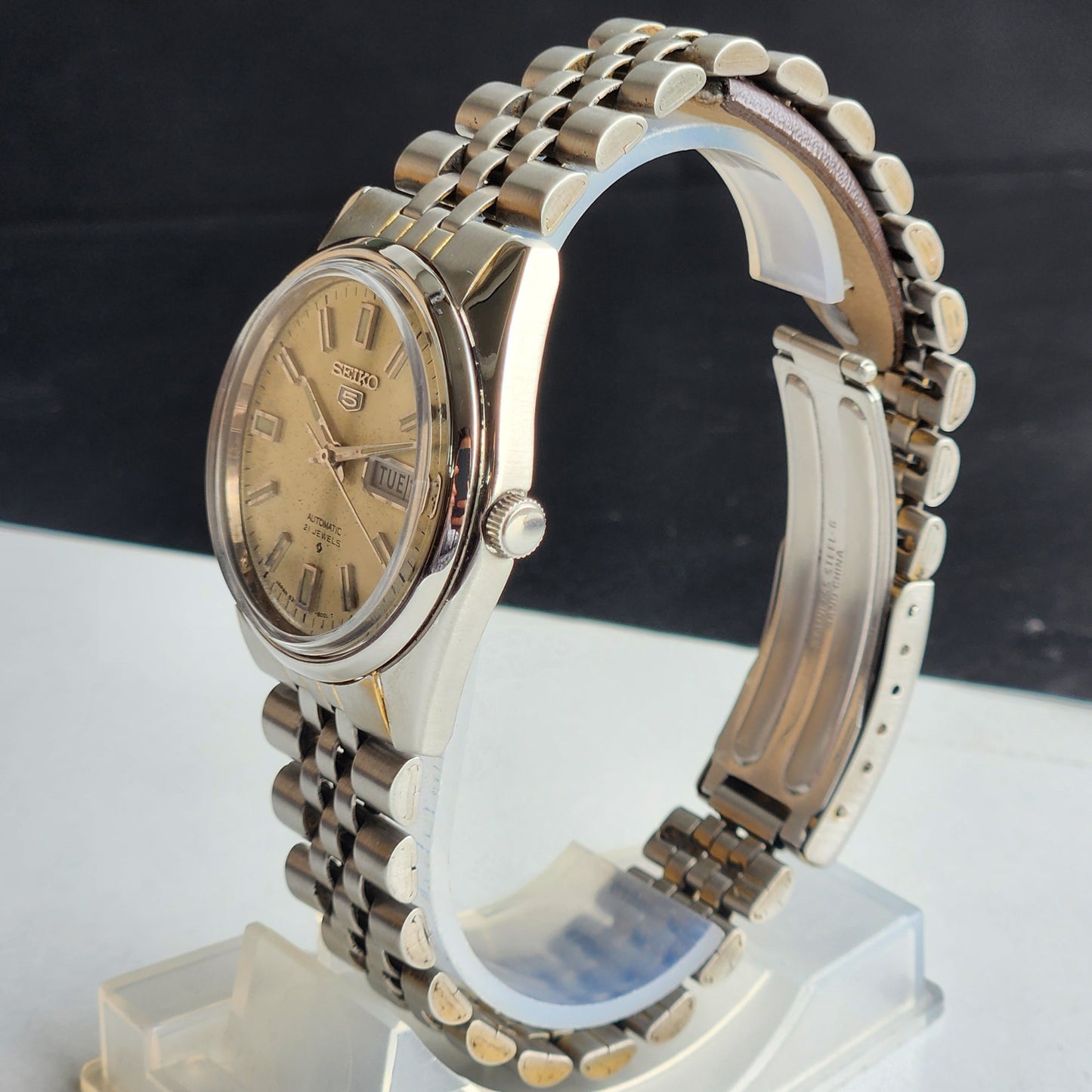 Vintage 1978 Original Seiko 5 Automatic 6309-8020 0ff White Face 17 Jewels Day-Date Japanese Men's Wrist Watch EG111