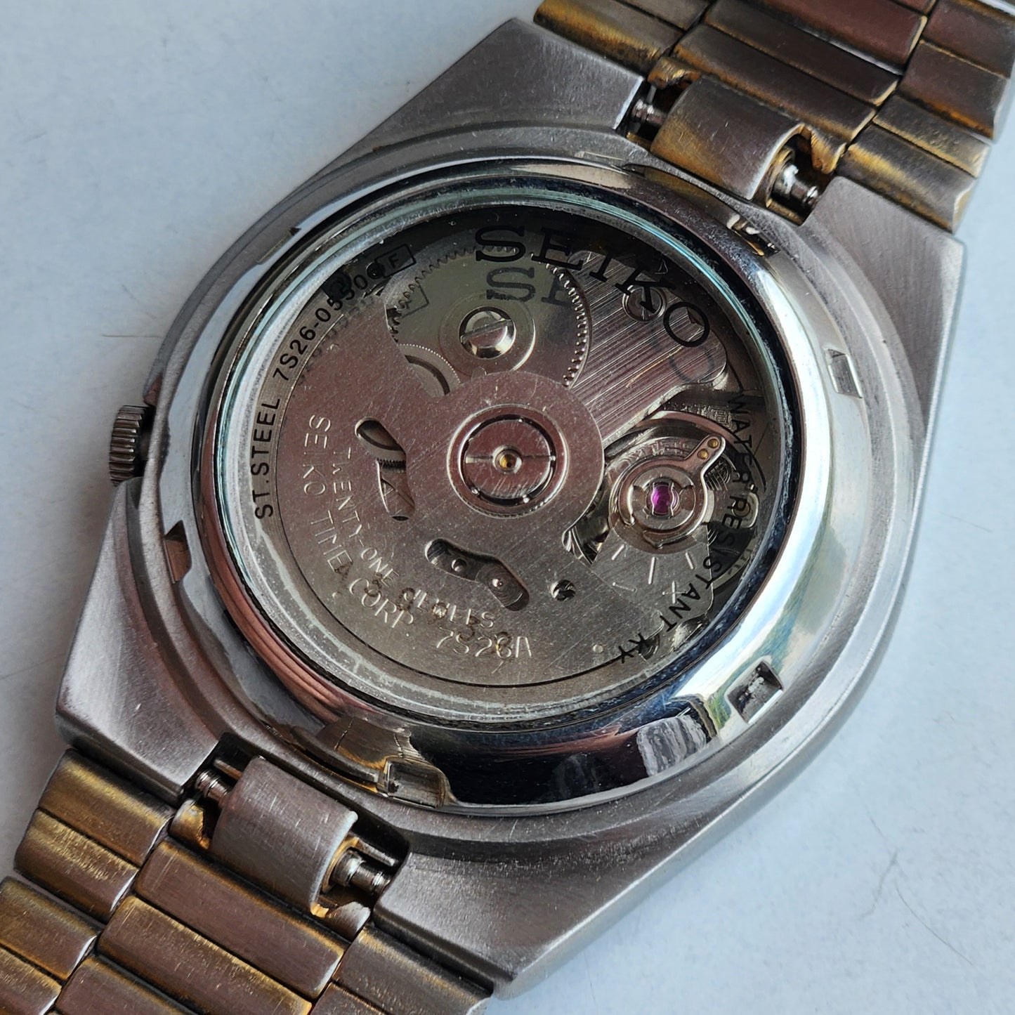 Vintage Original Seiko 5 Automatic 7S26-0550 Black Face 21 Jewels Exhibition Back Day-Date Japanese Men's Wrist Watch EG140