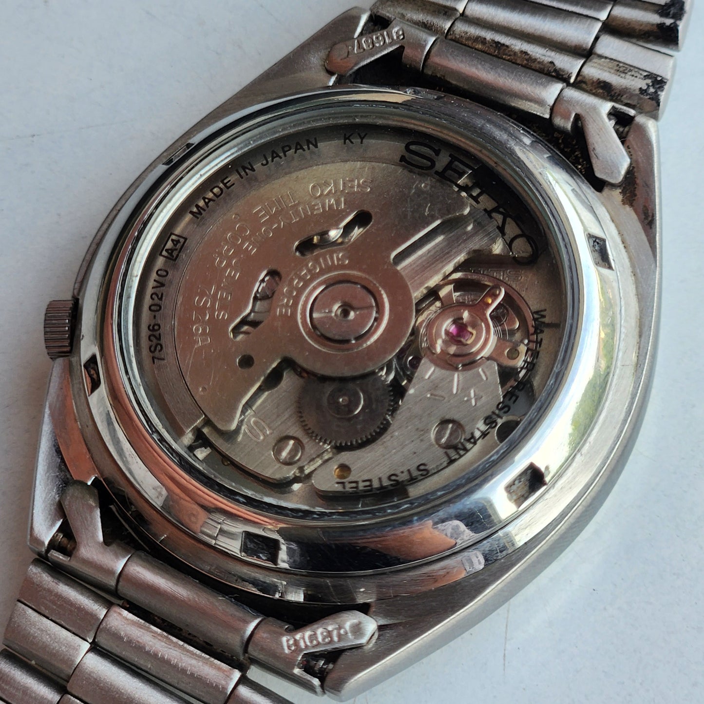 Vintage Original Seiko 5 Automatic 7S26-02V0 Gray Face 21 Jewels Exhibition Back Day-Date Japanese Men's Wrist Watch EG147
