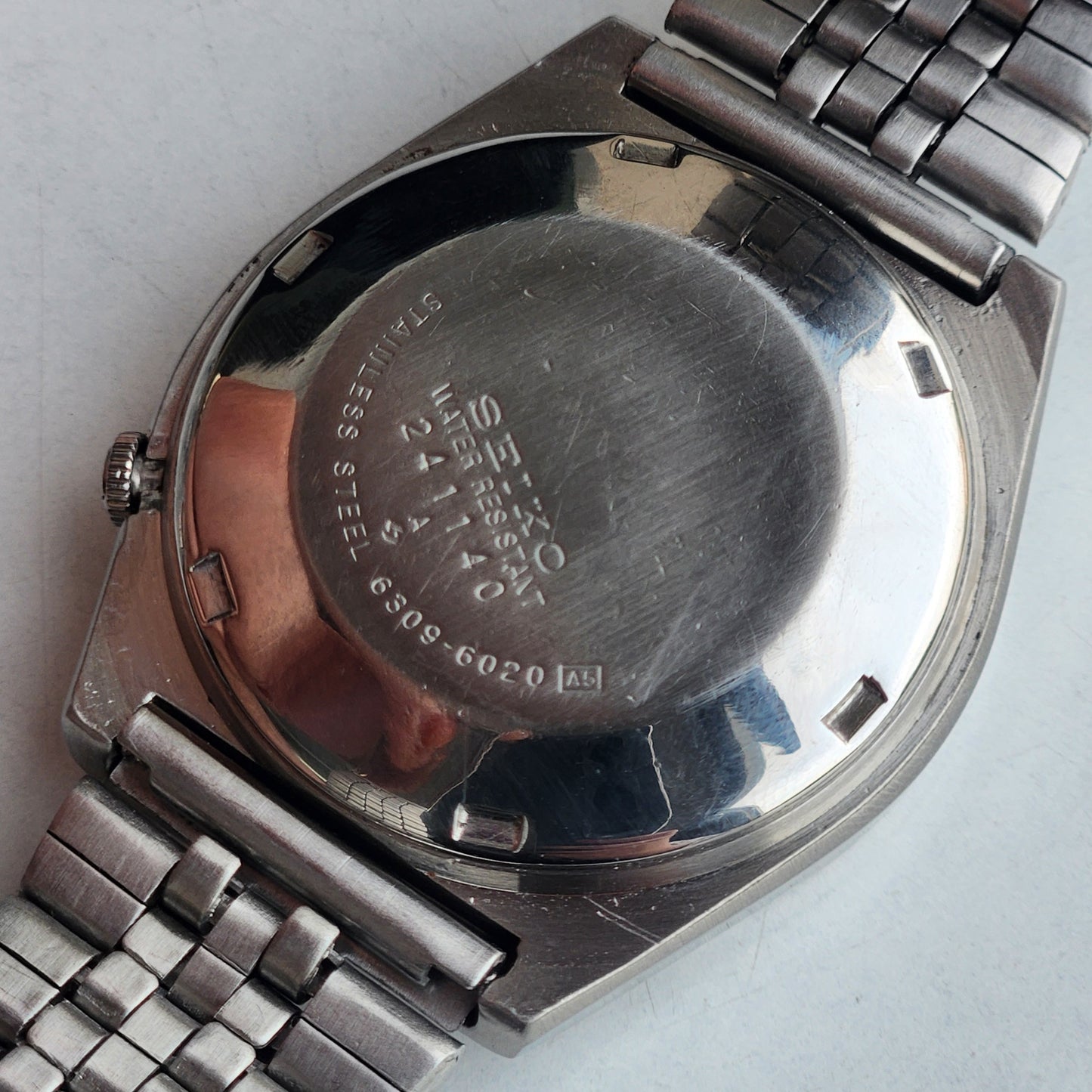 Vintage 1982 Original Seiko 5 Automatic 6309-6020 Black Face 17 Jewels Day-Date Japanese Men's Wrist Watch EG128
