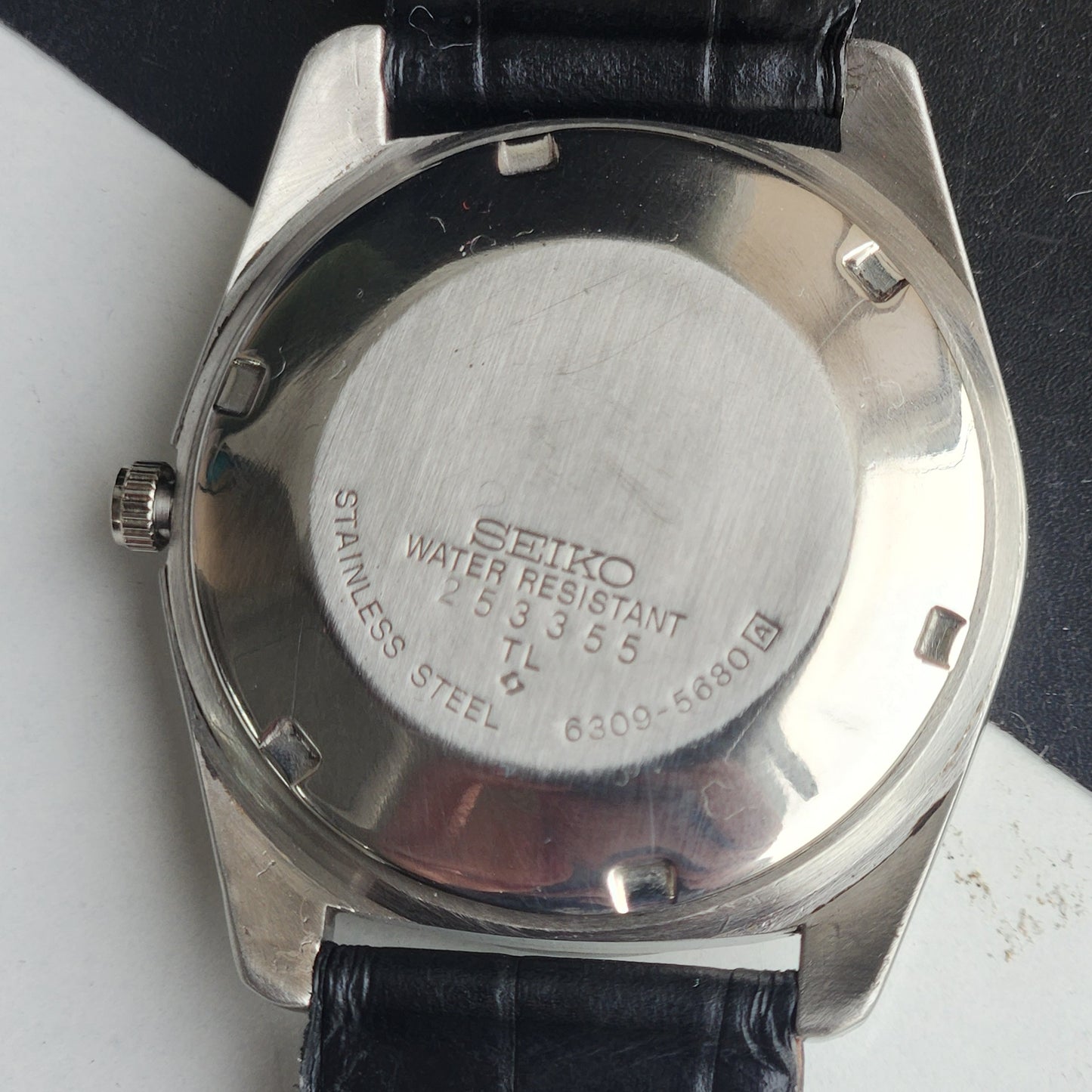 Vintage 1982 Original Seiko 5 Automatic 6309-5680 Black Face 17 Jewels Day-Date Japanese Men's Wrist Watch EG126