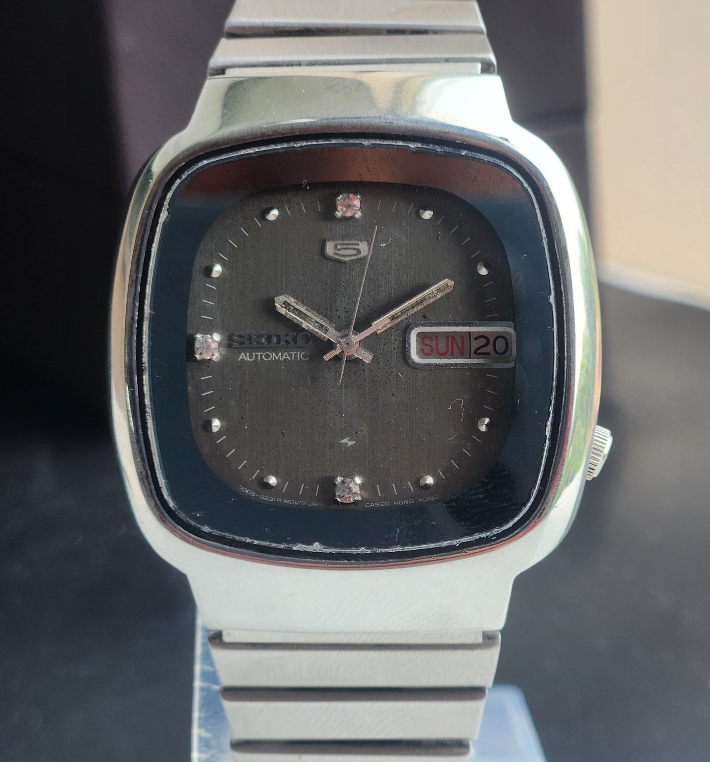 Vintage 1981 Original Seiko 5 Automatic 7009-5150 Black Face 17 Jewels Day-Date Japanese Men's Wrist Watch EG130
