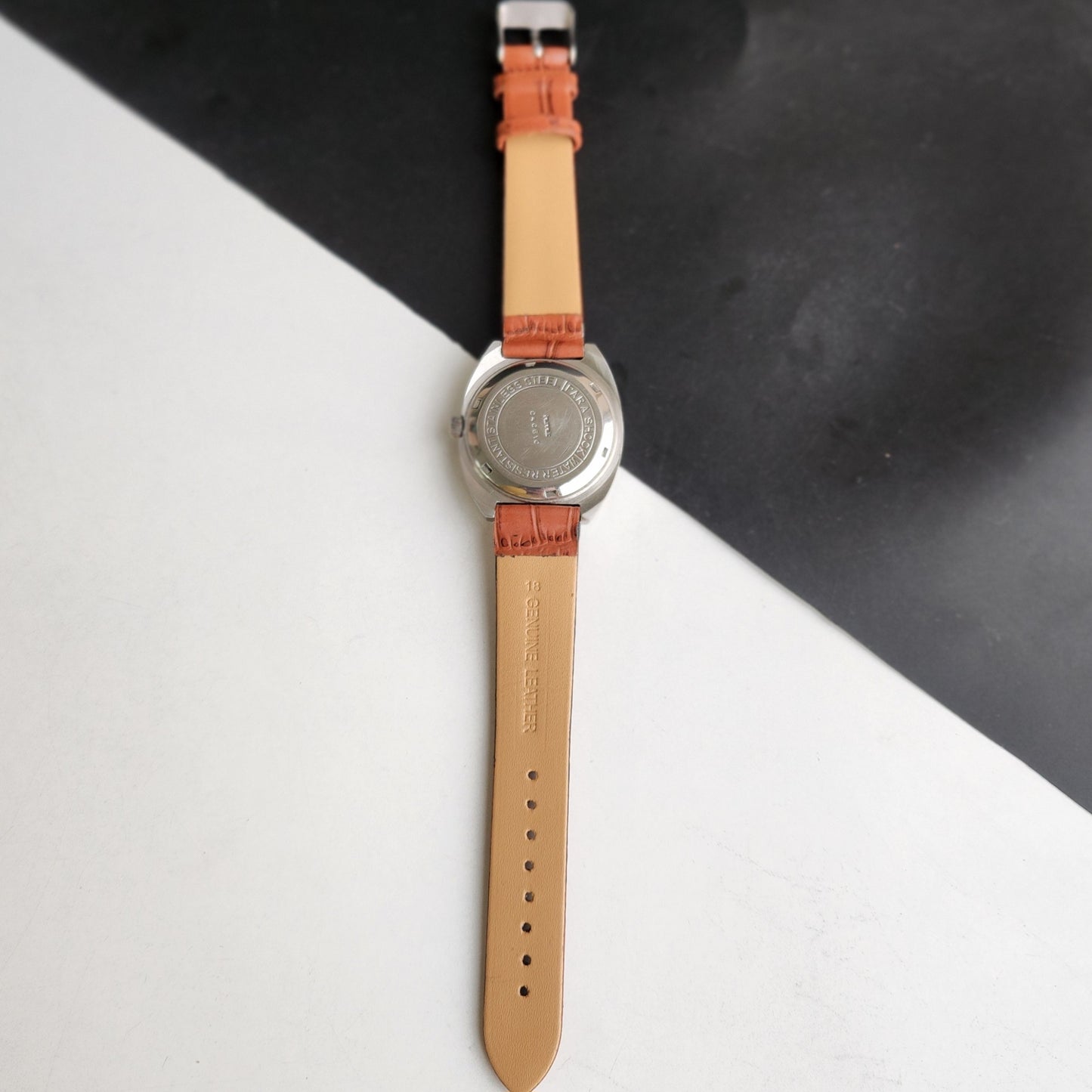 Vintage Original HMT Chethan Hand Winding 17 Jewels Golden Face Brown Leather Strap Men's Wrist Watch G07