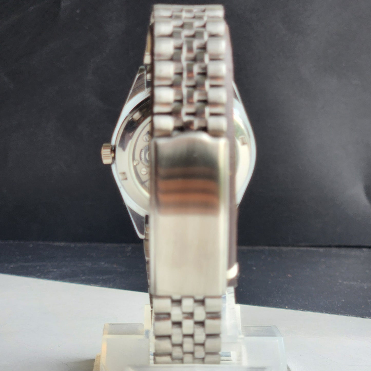 Vintage HMT Kohinoor Hand Winding 17 Jewels Yellow Face Fluted Bezel Jubilee Bracelet Men's Wrist Watch G14