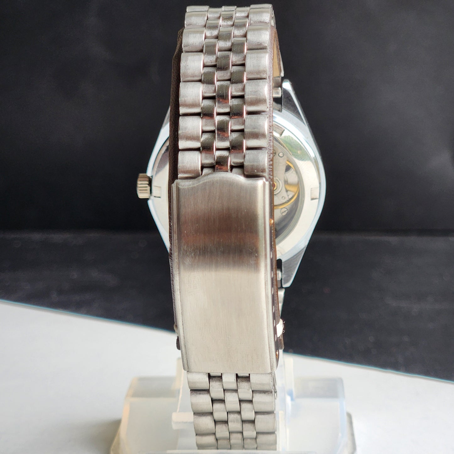 Vintage HMT Kohinoor Hand Winding 17 Jewels Black Face Fluted Bezel Jubilee Bracelet Men's Wrist Watch G17