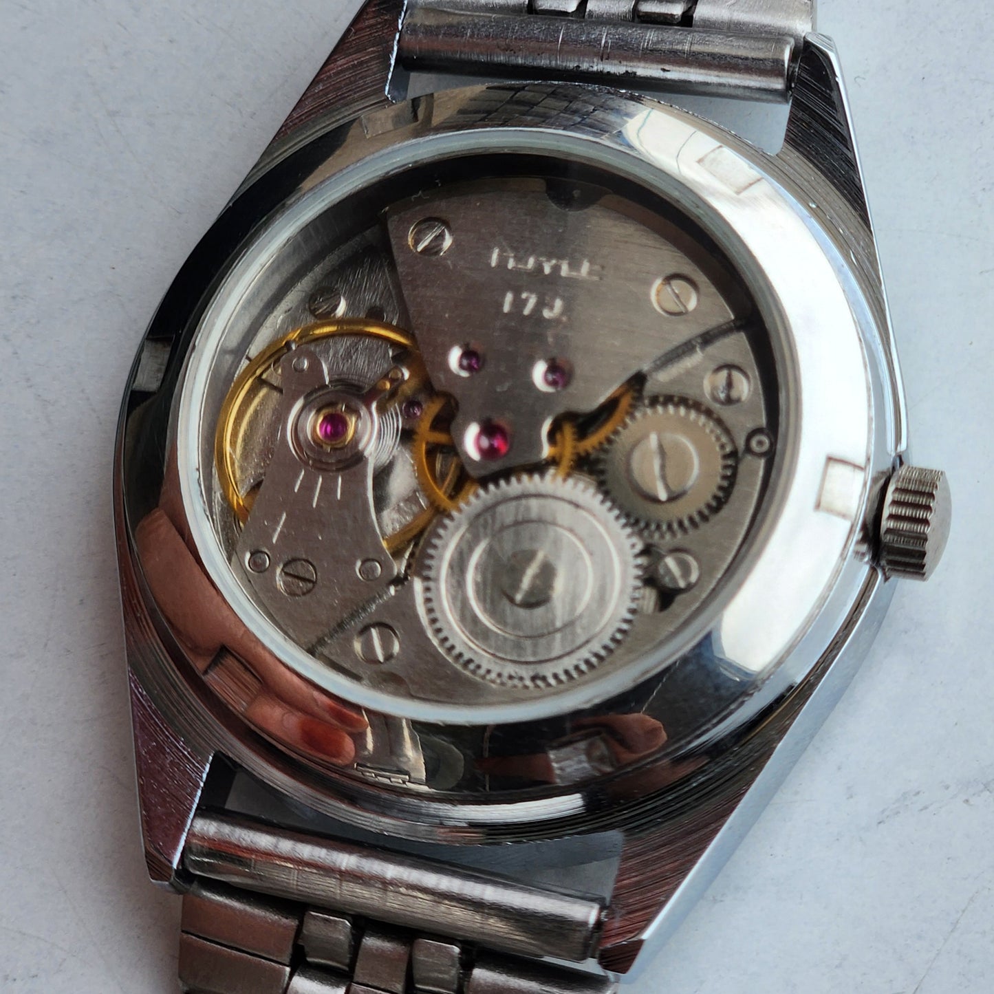 Vintage HMT Kohinoor Hand Winding 17 Jewels Black Face Fluted Bezel Jubilee Bracelet Men's Wrist Watch G17