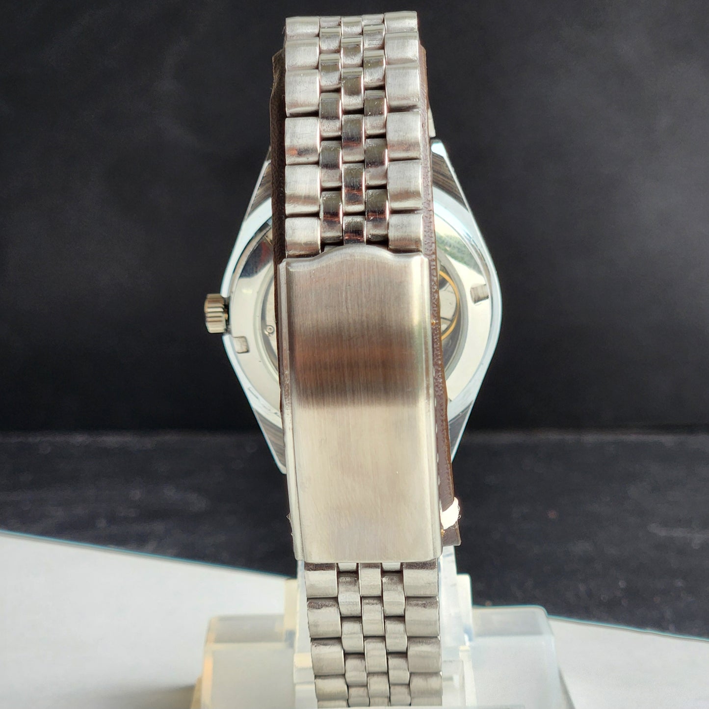 Vintage HMT Kohinoor Hand Winding 17 Jewels Grey Face Fluted Bezel Jubilee Bracelet Men's Wrist Watch G19