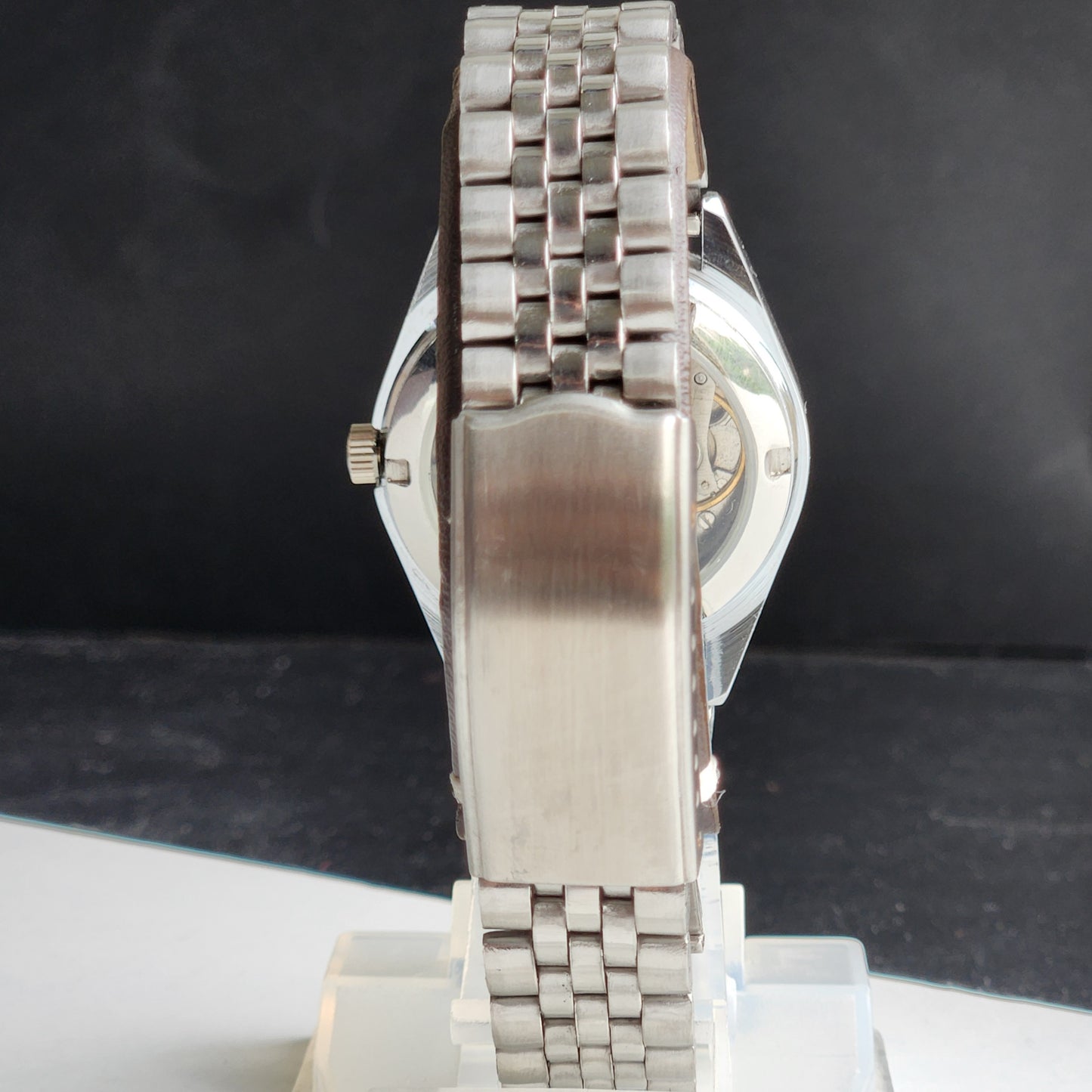 Vintage HMT Kohinoor Hand Winding 17 Jewels Silver Face Fluted Bezel Jubilee Bracelet Men's Wrist Watch G21