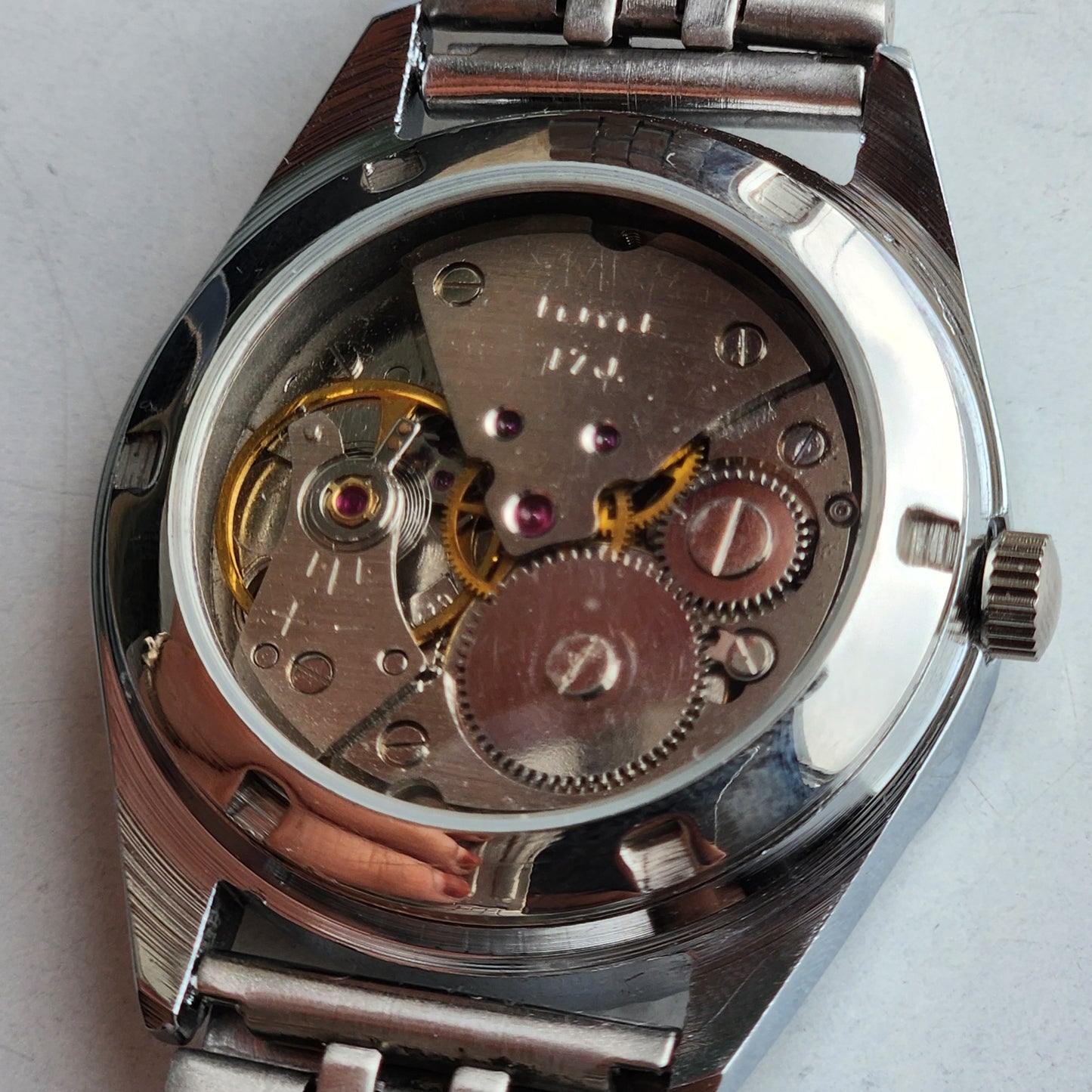 Vintage HMT Kohinoor Hand Winding 17 Jewels Silver Face Fluted Bezel Jubilee Bracelet Men's Wrist Watch G21