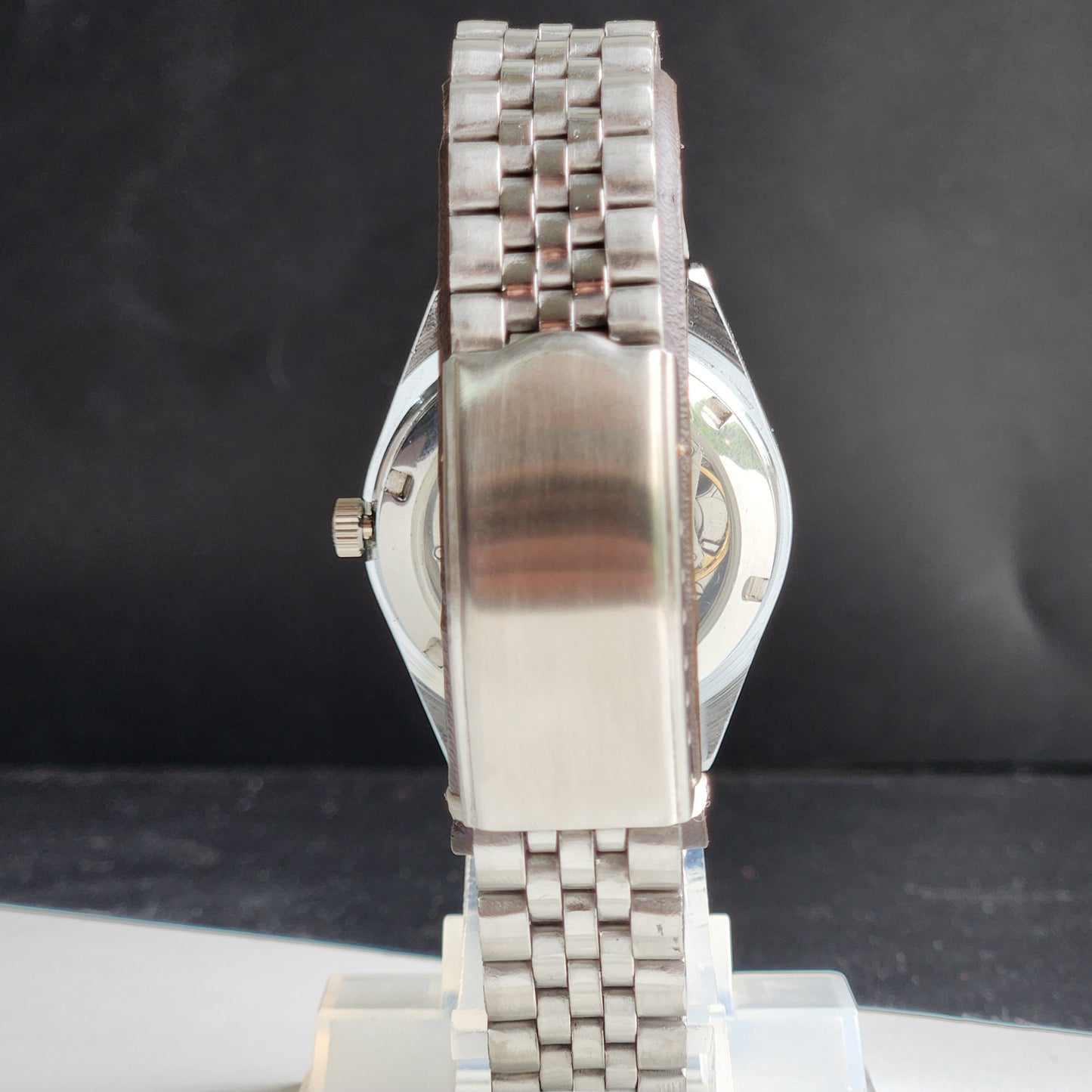 Vintage MOD HMT Kohinoor Hand Winding 17 Jewels Grey Face Fluted Bezel Jubilee Bracelet Men's Wrist Watch G20