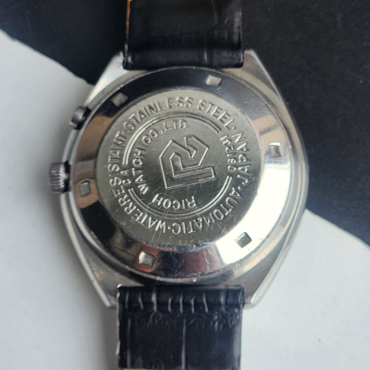 Vintage Original Ricoh R31 Brown Face Automatic 21 Jewels Black Croco Leather Strap Men's Wrist Watch G22