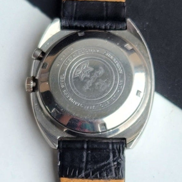 Vintage Original Ricoh R31 Golden Face Automatic 21 Jewels Black Croco Leather Strap Men's Wrist Watch G25