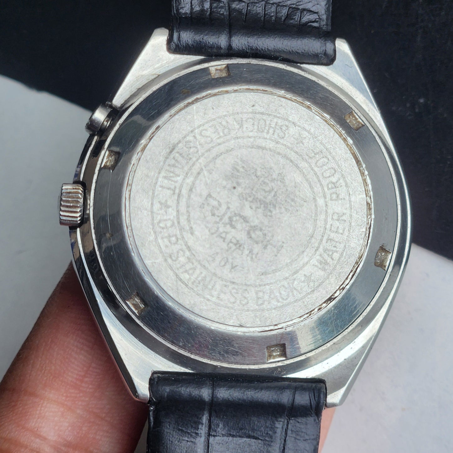 Vintage Original Ricoh R31 Golden Face Automatic 21 Jewels Black Croco Leather Strap Men's Wrist Watch G28