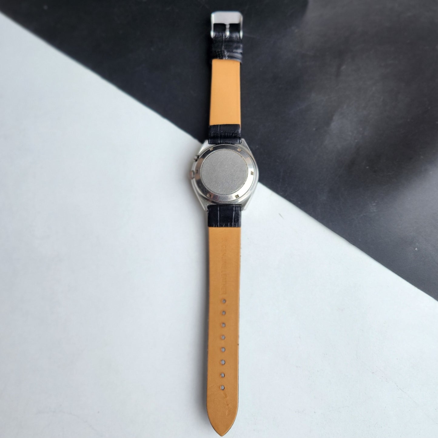 Vintage Original Ricoh R31 Golden Face Automatic 21 Jewels Black Croco Leather Strap Men's Wrist Watch G28