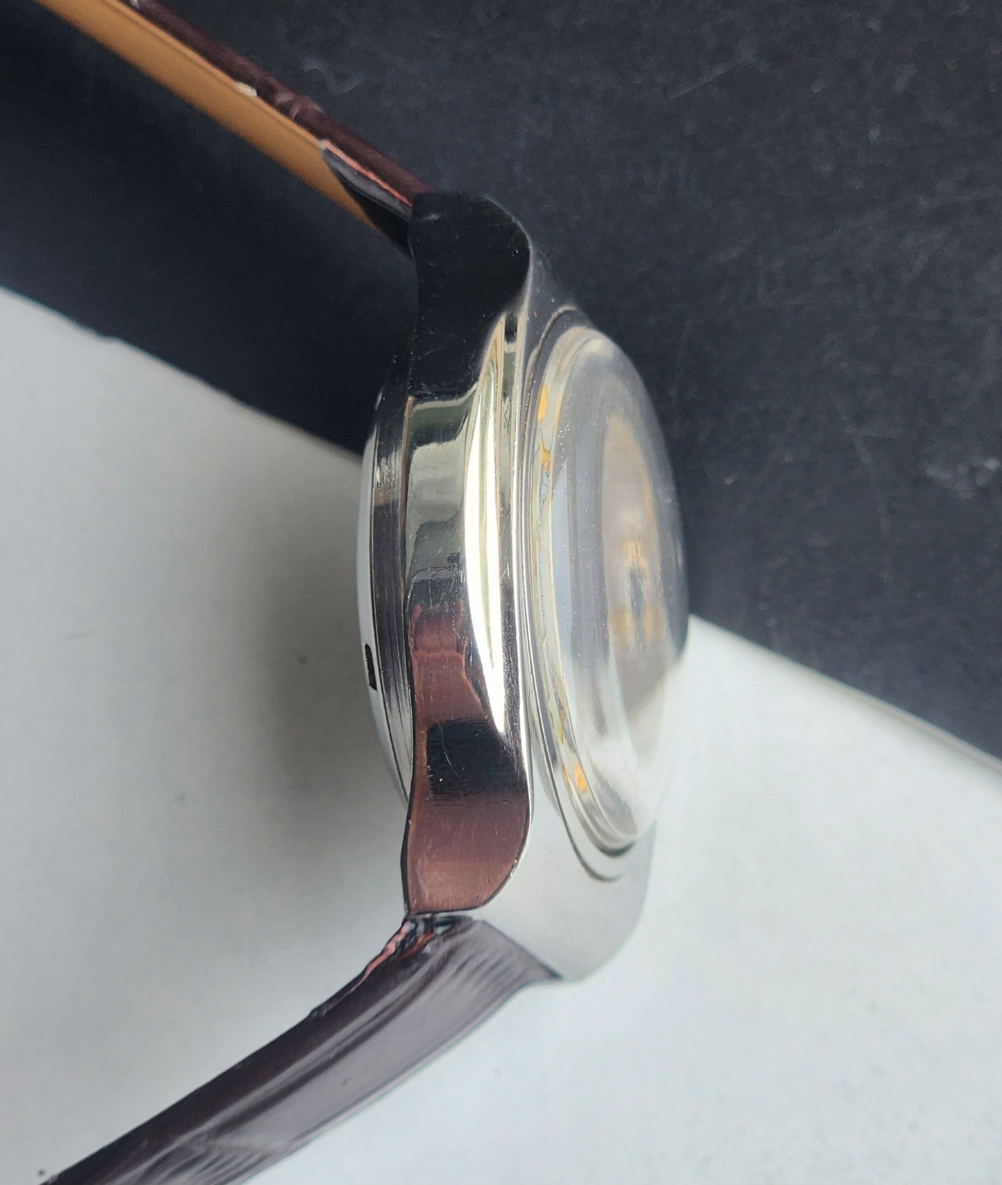 Vintage Original Ricoh R31 Silver Face Automatic 21 Jewels Brown Croco Leather Strap Men's Wrist Watch G30