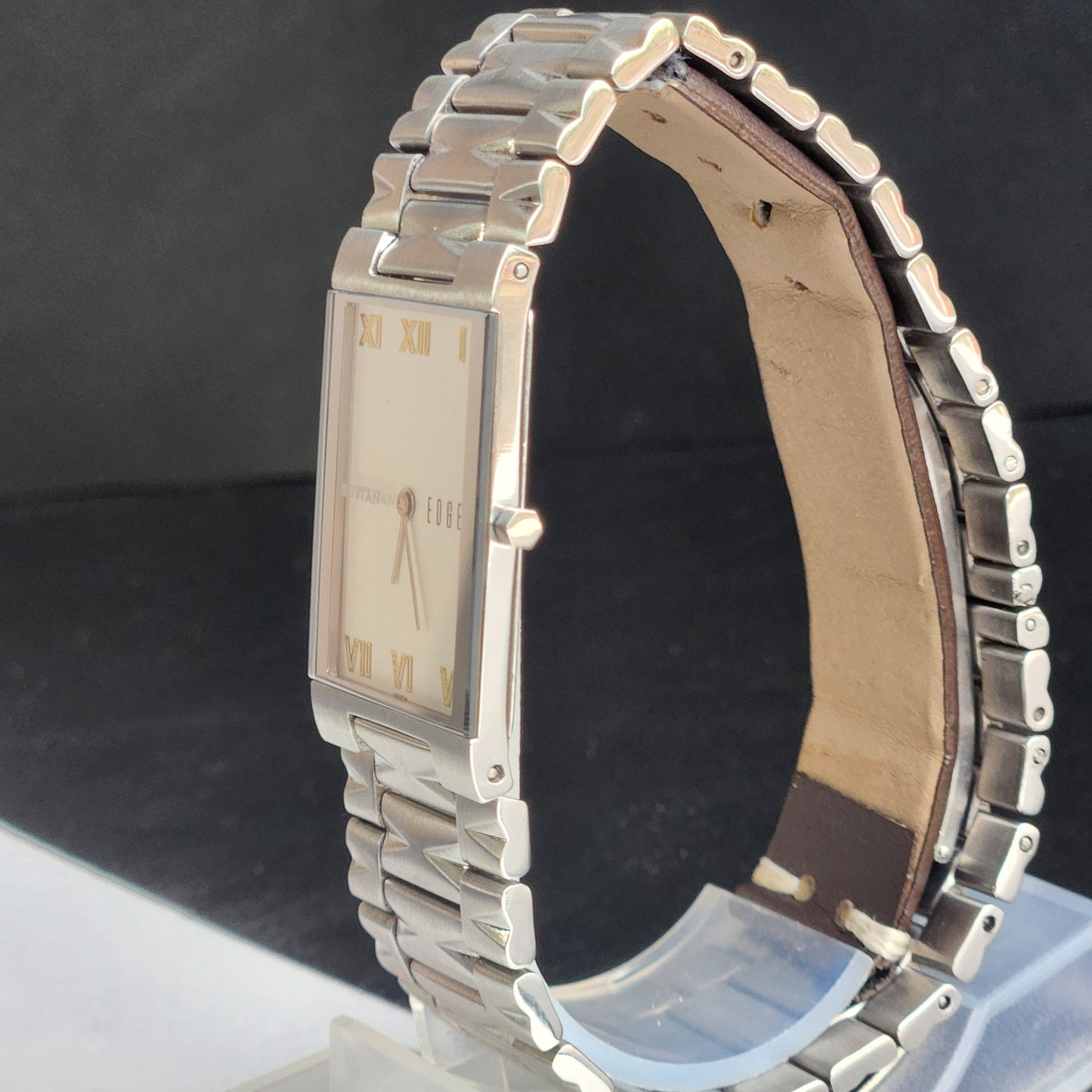 Original TITAN EDGE 1296SBB31 Rectangular White Face 23MM Case Men's Watch G88