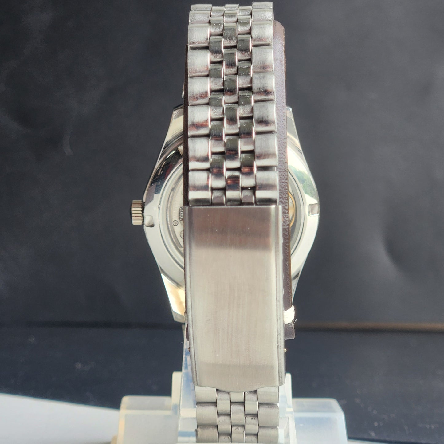 Vintage HMT Janata Urdu/Arabic Hand Winding 17 Jewels Yellow Face 35MM Silver Case Exhibition Back Men's Wrist Watch G50