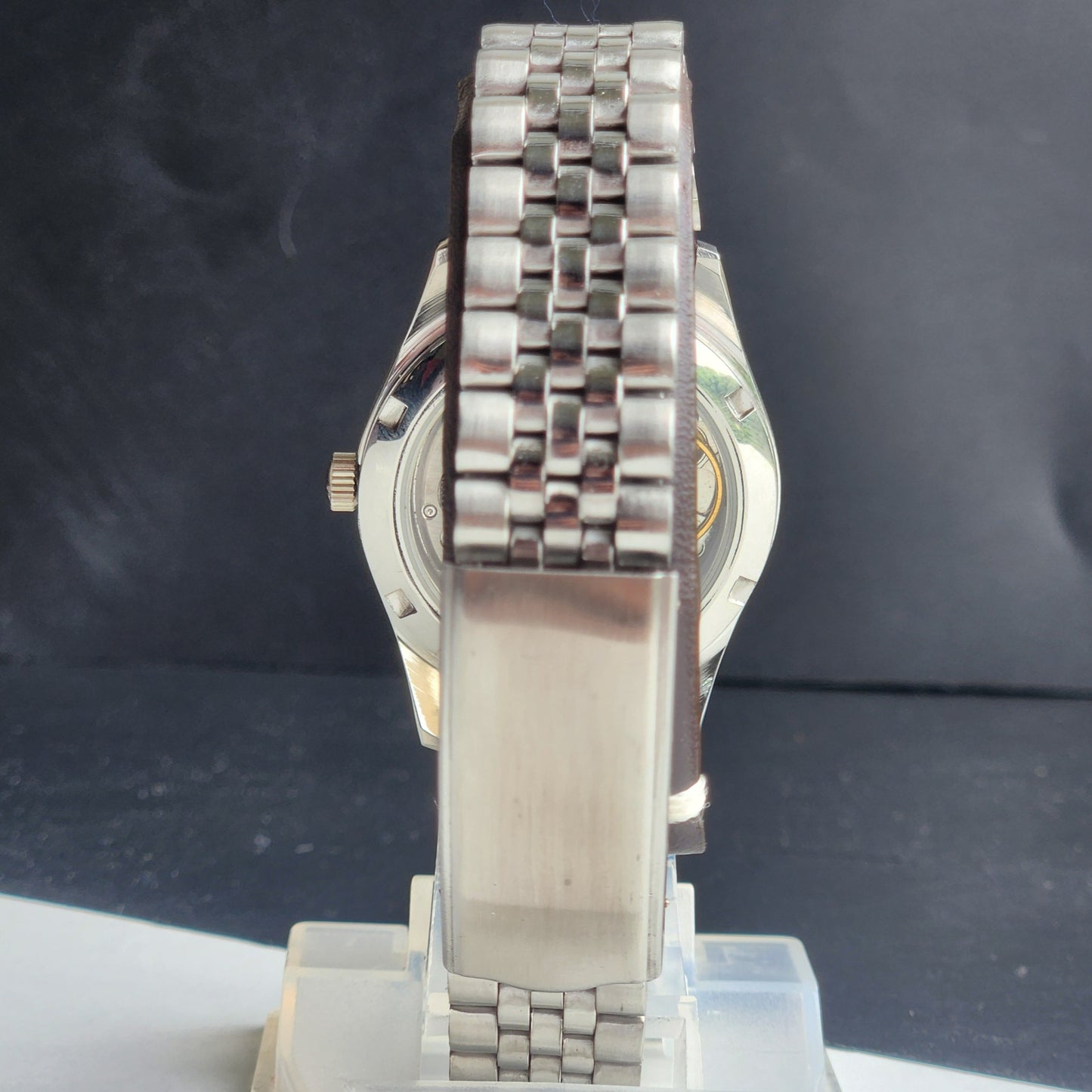Vintage MOD HMT Janata Urdu/Arabic Hand Winding 17 Jewels Grey Face 35MM Silver Case Exhibition Back Men's Wrist Watch G53