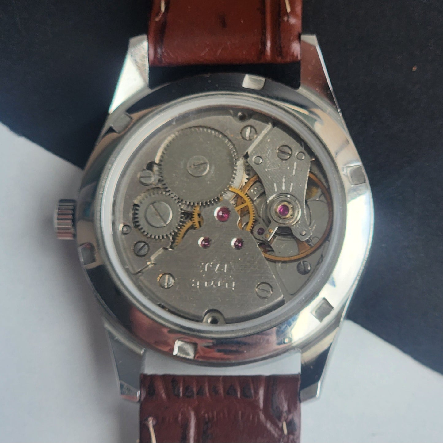 Vintage MOD HMT Janata Urdu/Arabic Hand Winding 17 Jewels White Face 35MM Silver Case Brown Leather Strap Men's Wrist Watch G72