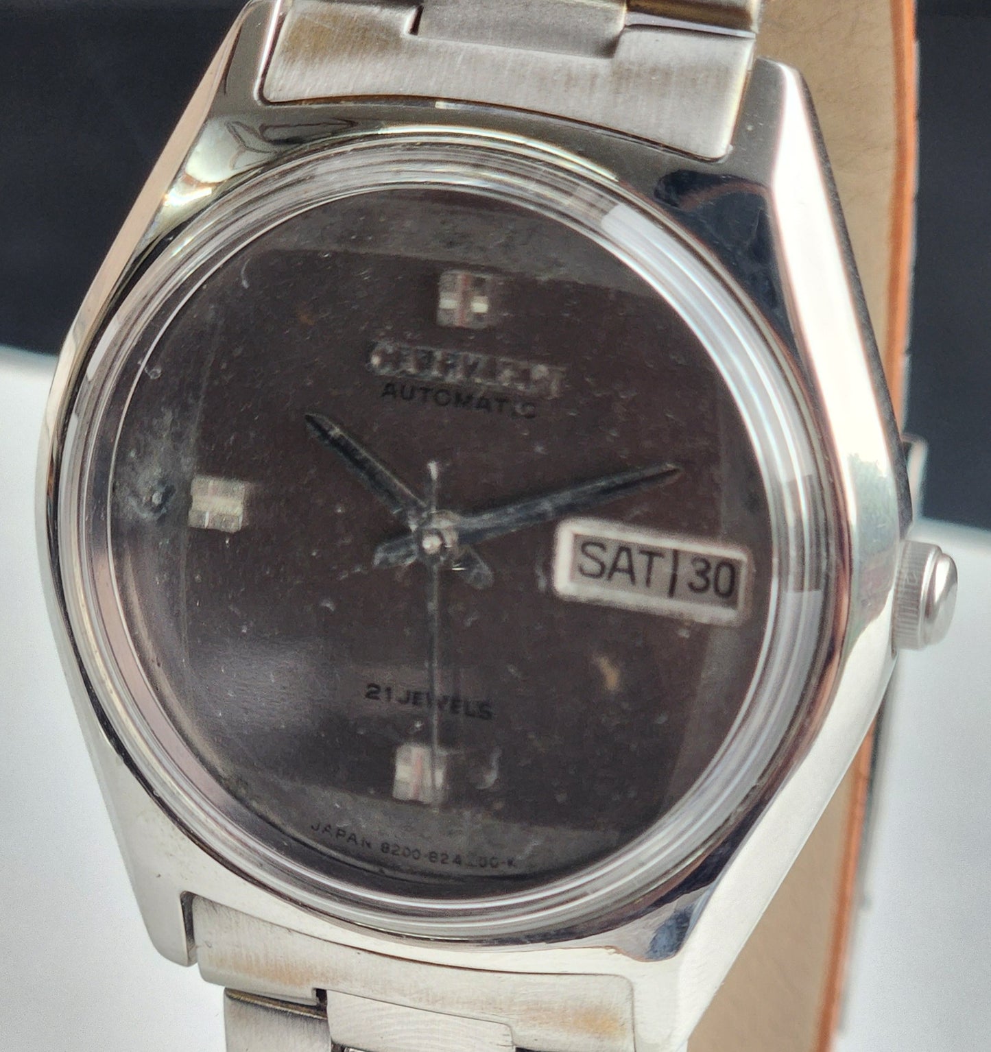 Vintage 1986 Original Citizen Automatic 8200 Grey Face 21 Jewels Day-Date Japanese Men's Wrist Watch ET07