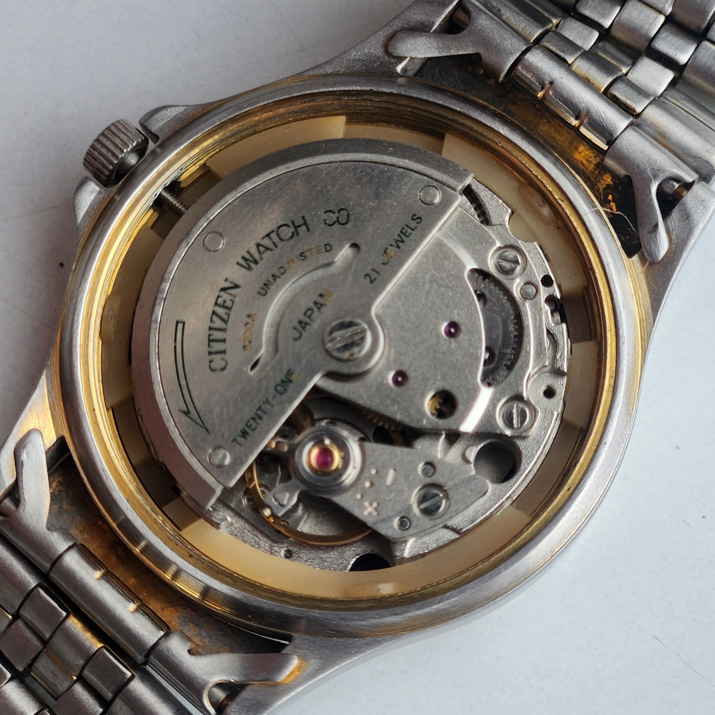 Vintage 1990 Original Citizen Automatic 8200 Black Face 21 Jewels Day-Date Japanese Men's Wrist Watch ET08