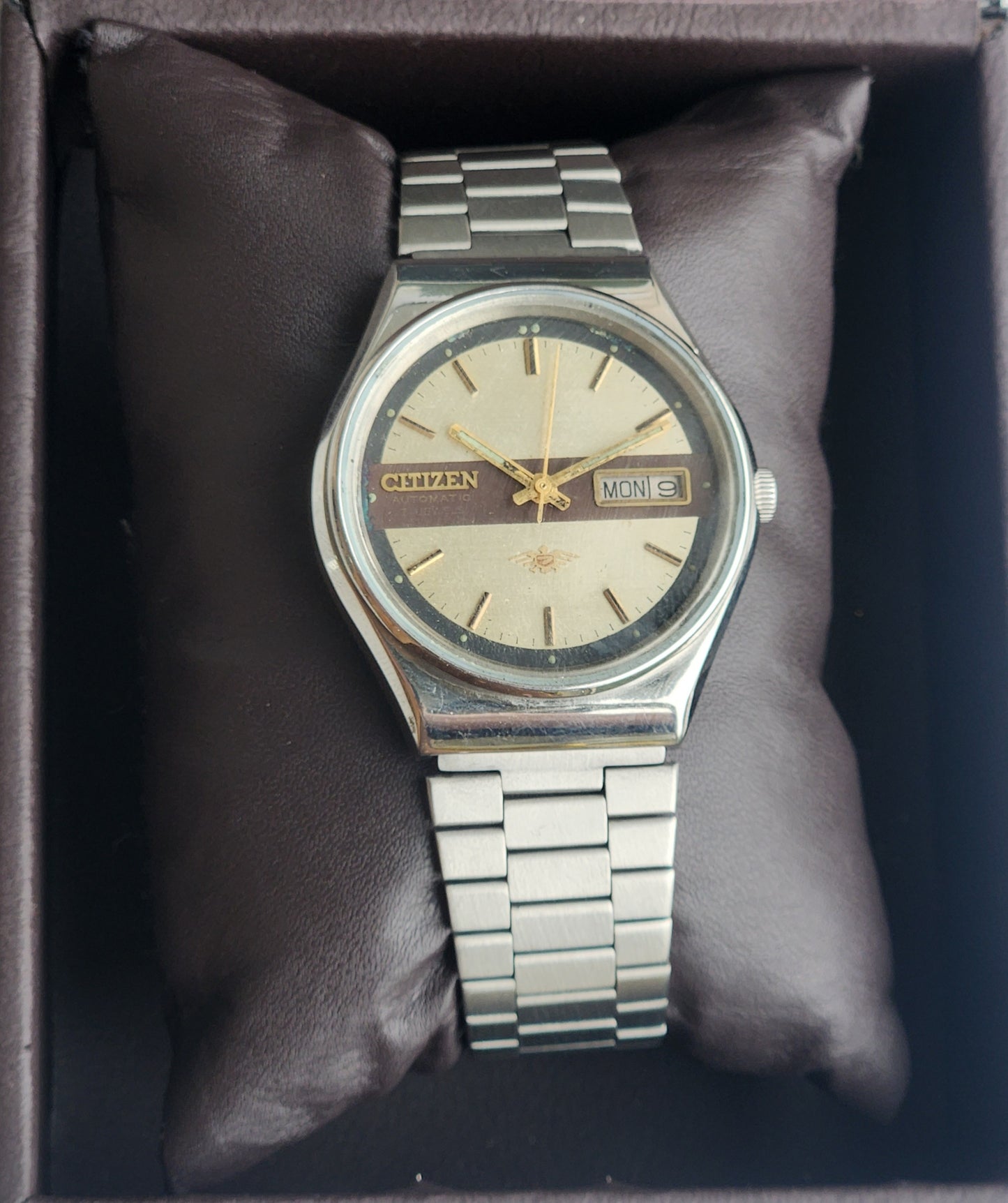 Vintage 1990 Original Citizen Automatic 8200 Golden Face 21 Jewels Day-Date Japanese Men's Wrist Watch ET14