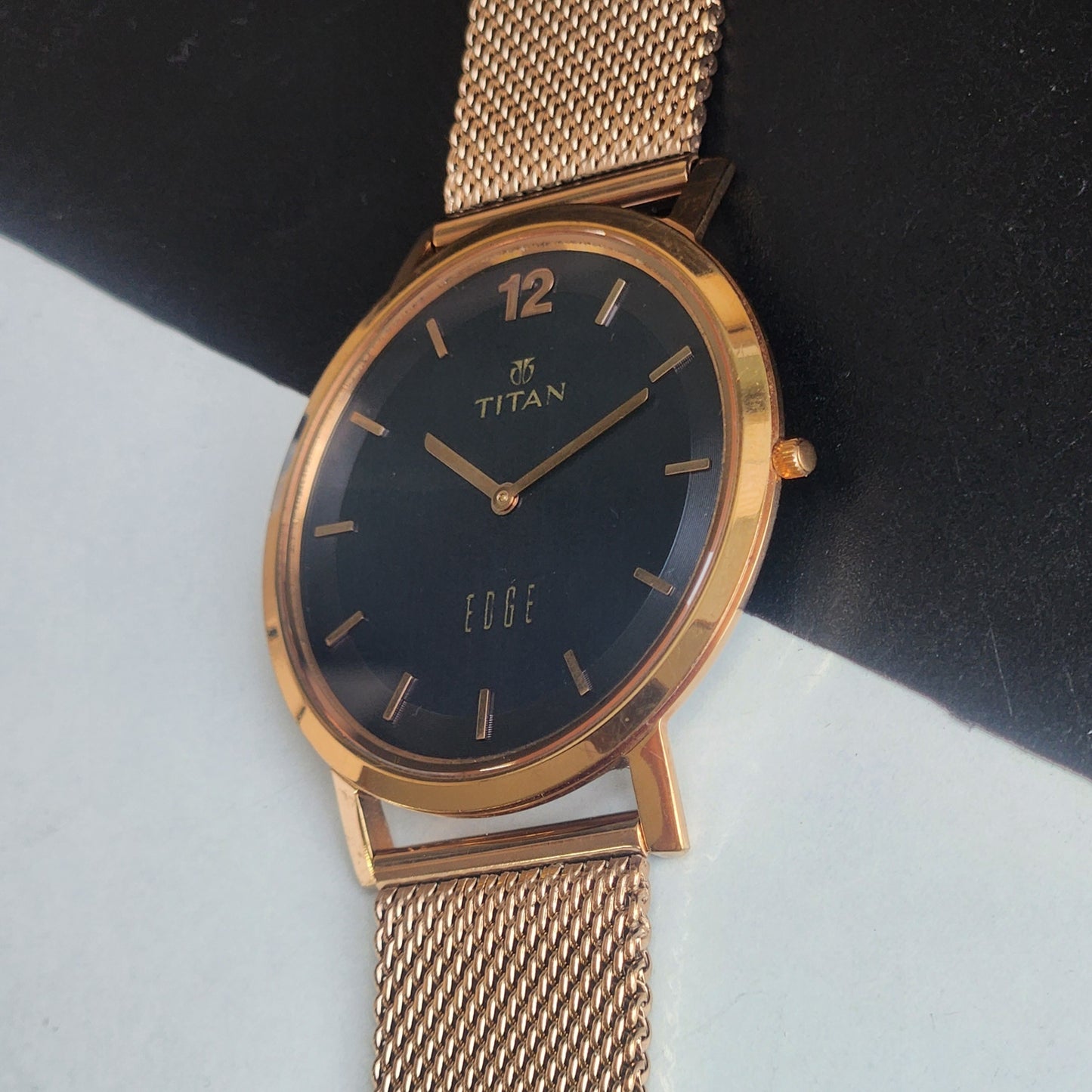 Original TITAN EDGE 1595YAB33 Round Blue Face 38MM Case Men's Watch G94