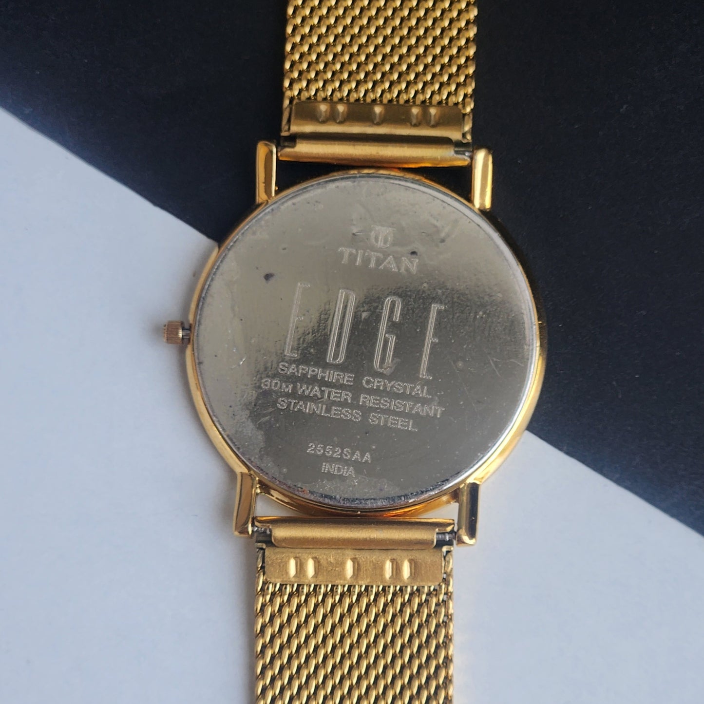 Original TITAN EDGE 2552SAA Round Black Face 33MM Case Men's Watch H07