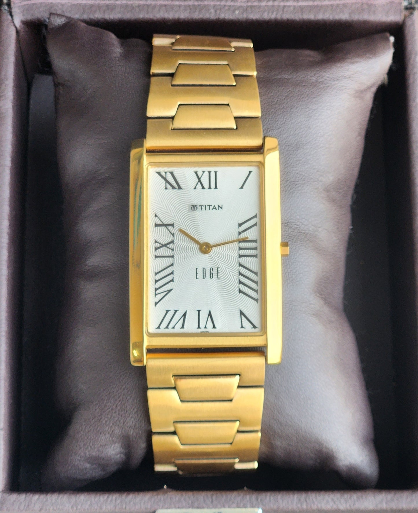 Original TITAN EDGE 1514YAA Rectangular White Face 28MM Case Men's Watch G99