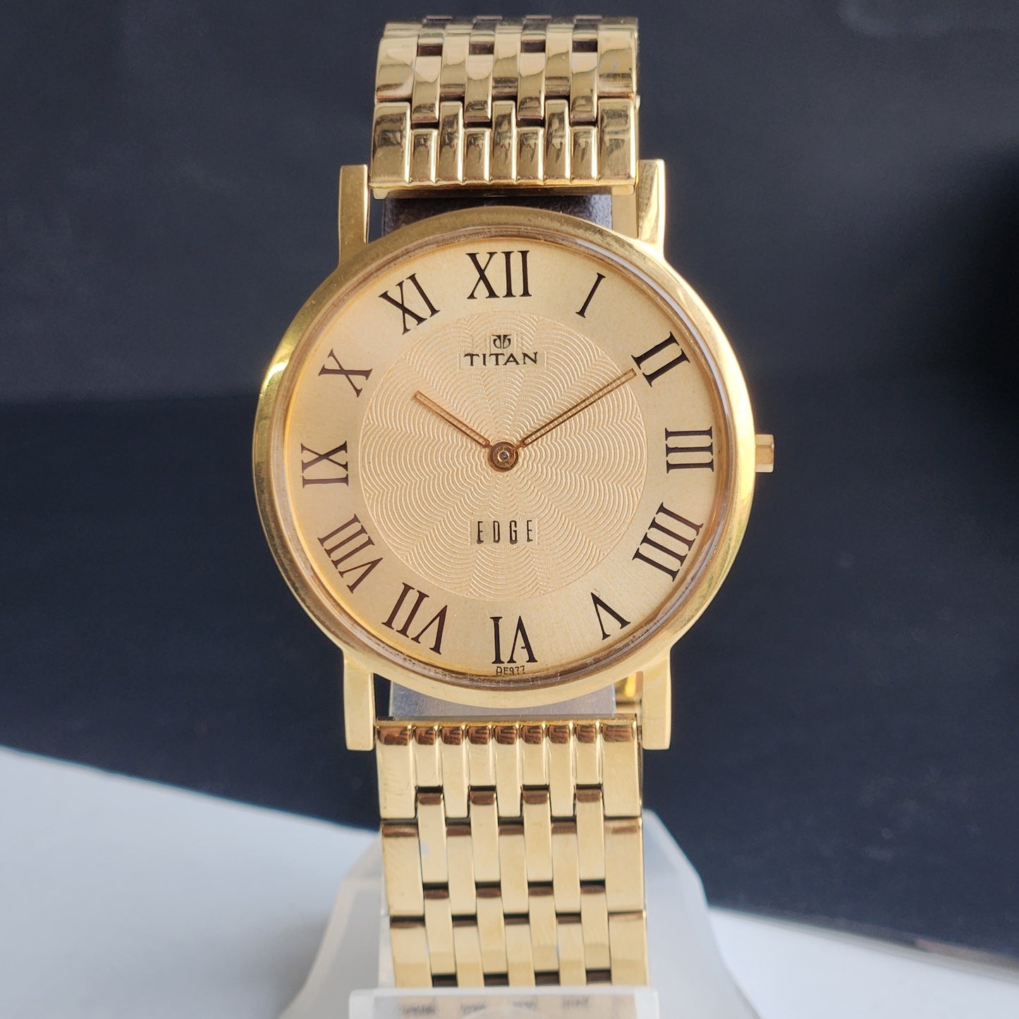 Original TITAN EDGE 1595WAA34 Round Golden Face 38MM Case Men's Watch H04