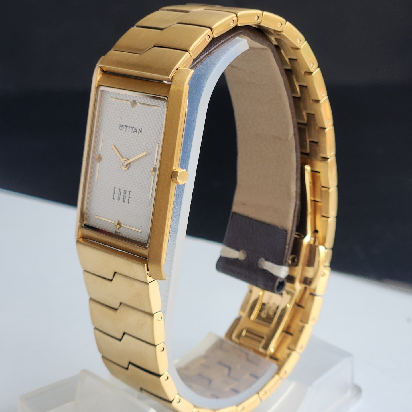 Original TITAN EDGE 1043YCA Rectangular White Face 25MM Case Men's Watch H05
