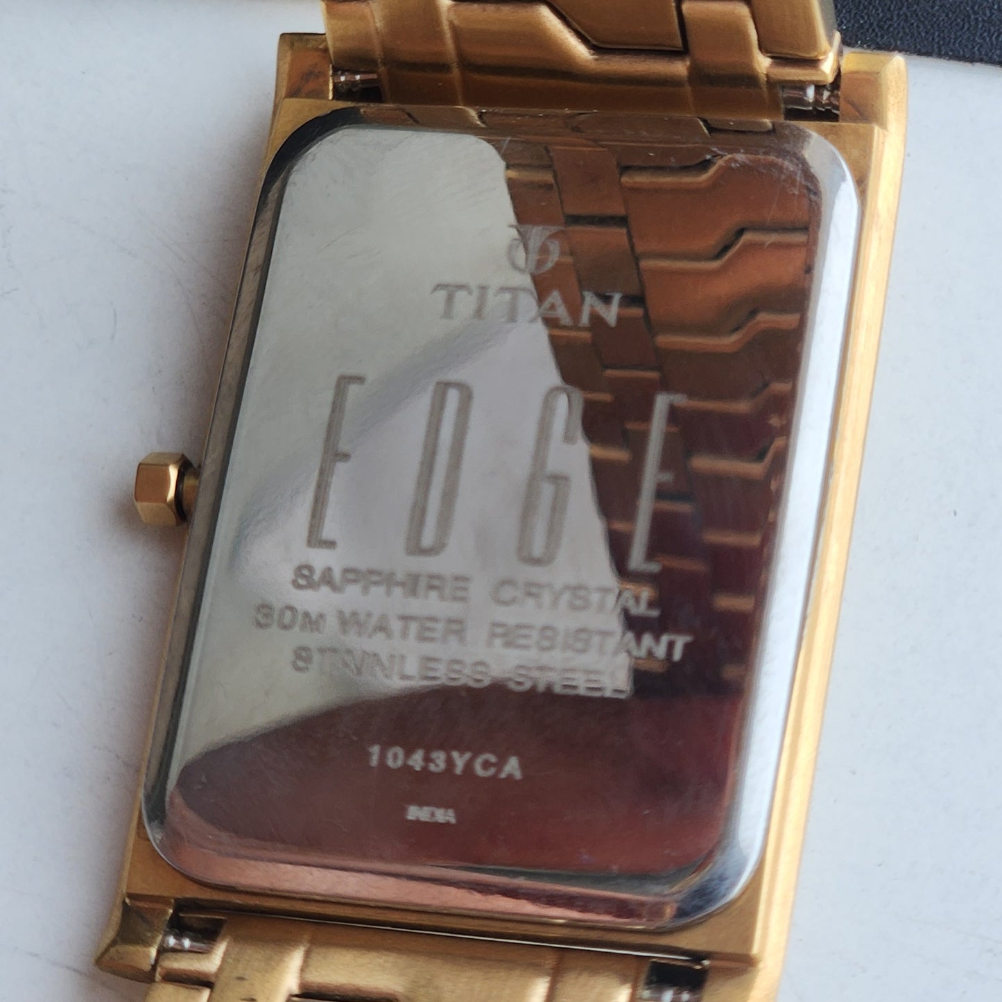 Original TITAN EDGE 1043YCA Rectangular White Face 25MM Case Men's Watch H05