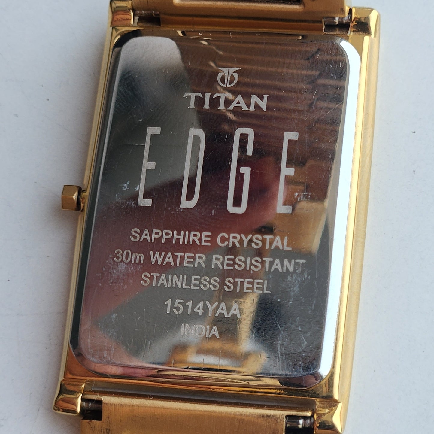 Original TITAN EDGE 1514YAA Rectangular Black Face 28MM Case Men's Watch H07