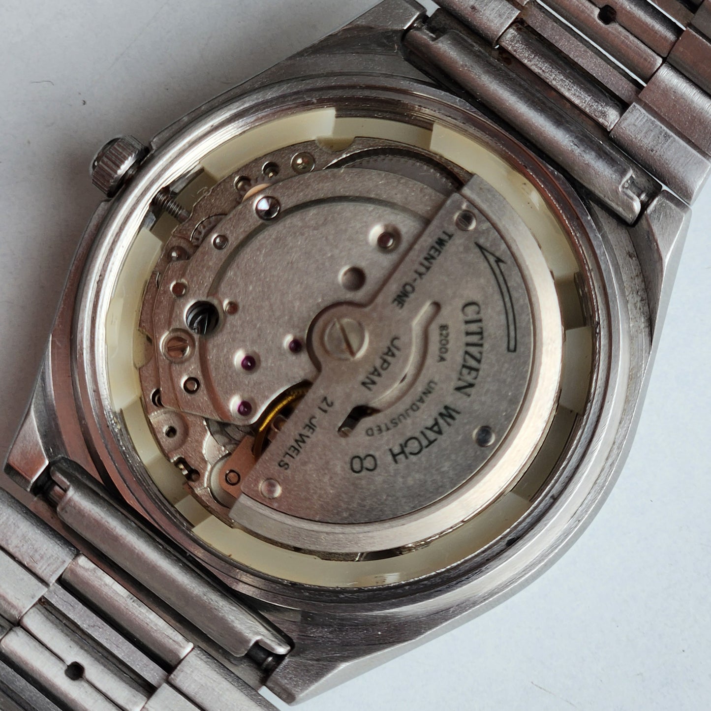 Vintage 1987 Original Citizen Automatic 8200 Grey Face 21 Jewels Day-Date Japanese Men's Wrist Watch ET16