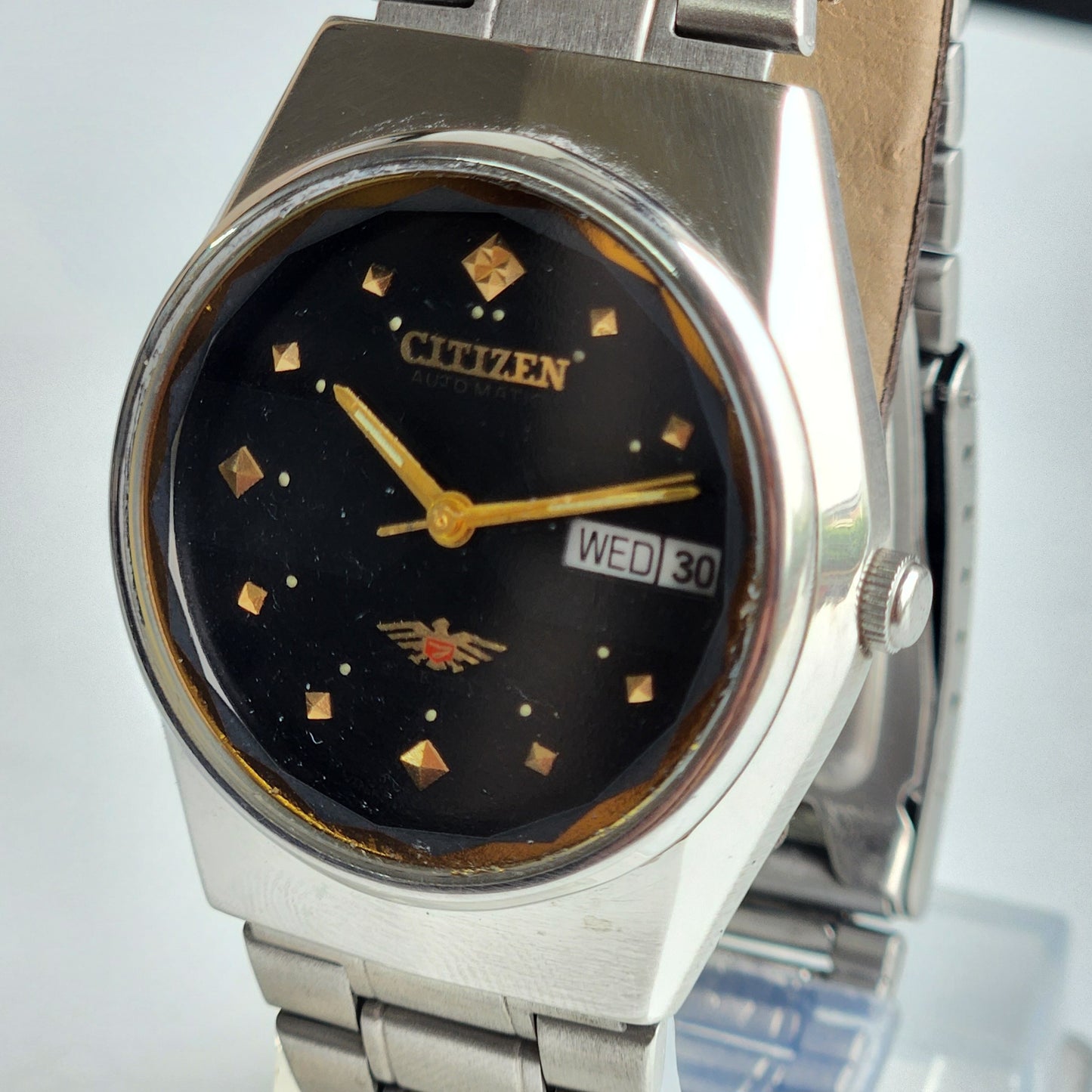 Vintage 1990 Original Citizen Automatic 8200 Black Face 21 Jewels Day-Date Japanese Men's Wrist Watch ET33