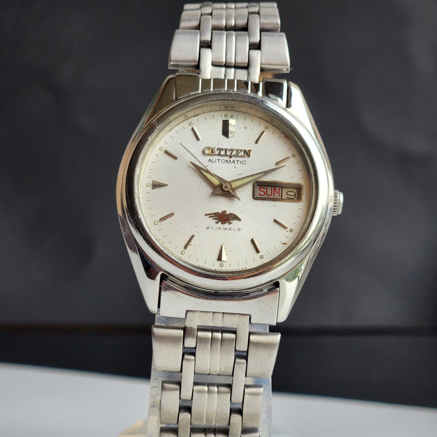 Vintage 1993 Original Citizen Automatic 8200 White Face 21 Jewels Day-Date Japanese Men's Wrist Watch ET36
