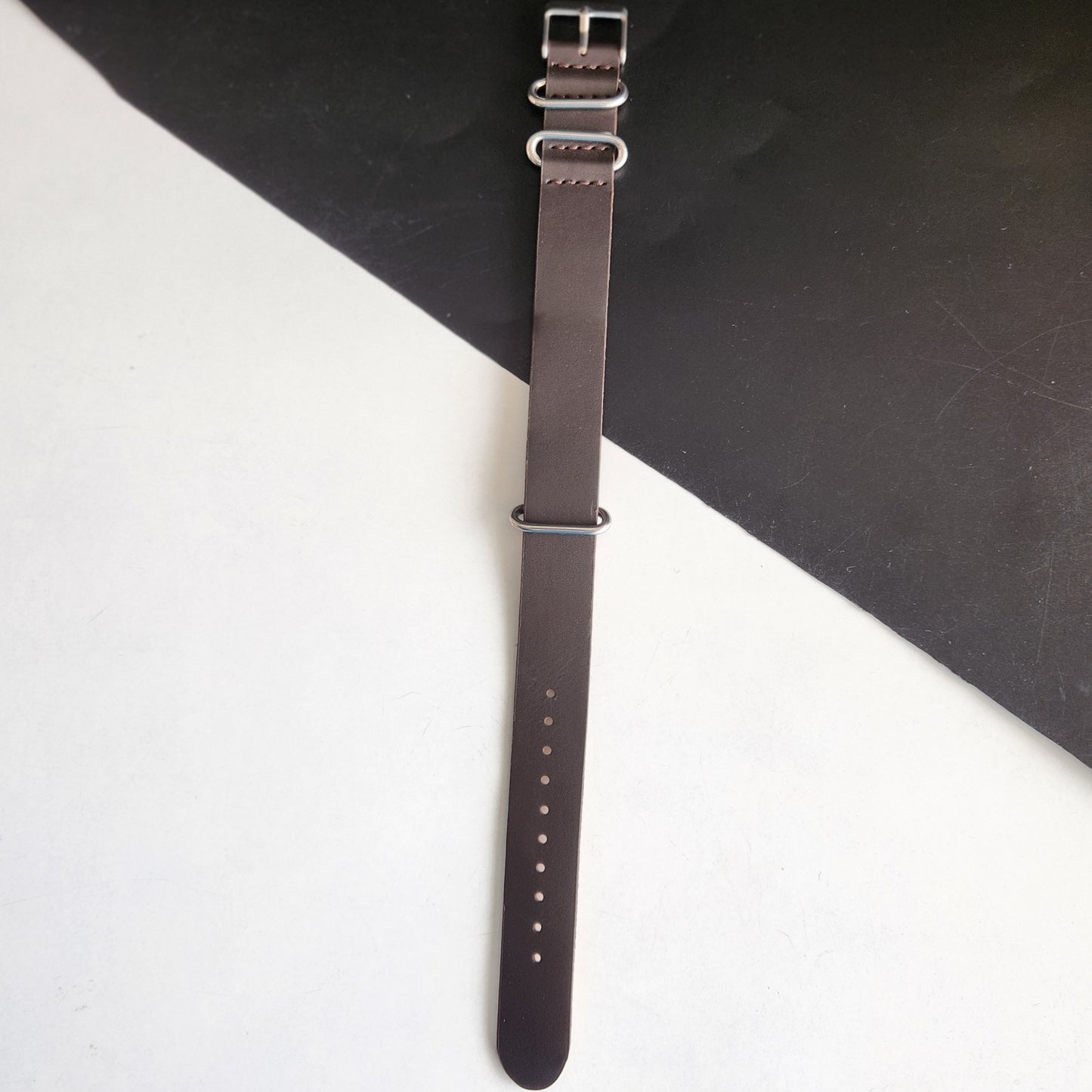 18MM Leather Nato Dark Brown Strap for Automatic Mechanical Watches H09