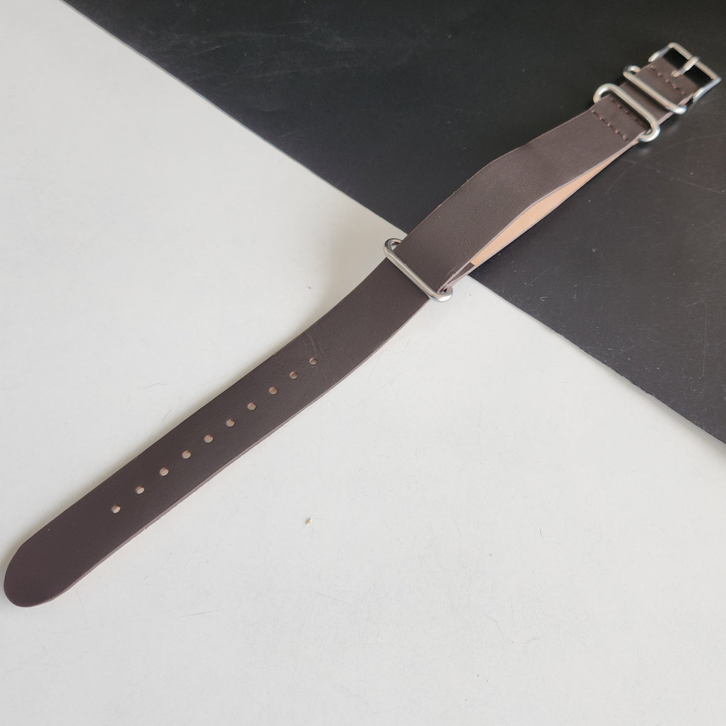 18MM Leather Nato Dark Brown Strap for Automatic Mechanical Watches H09