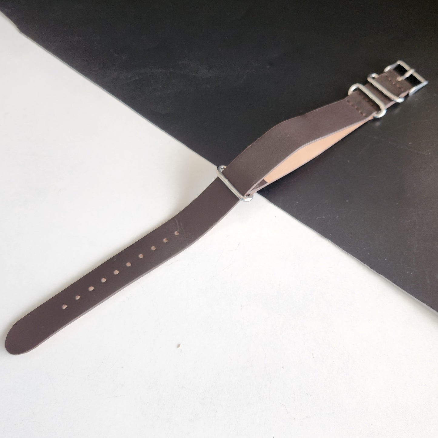 18MM Leather Nato Dark Brown Strap for Automatic Mechanical Watches H09