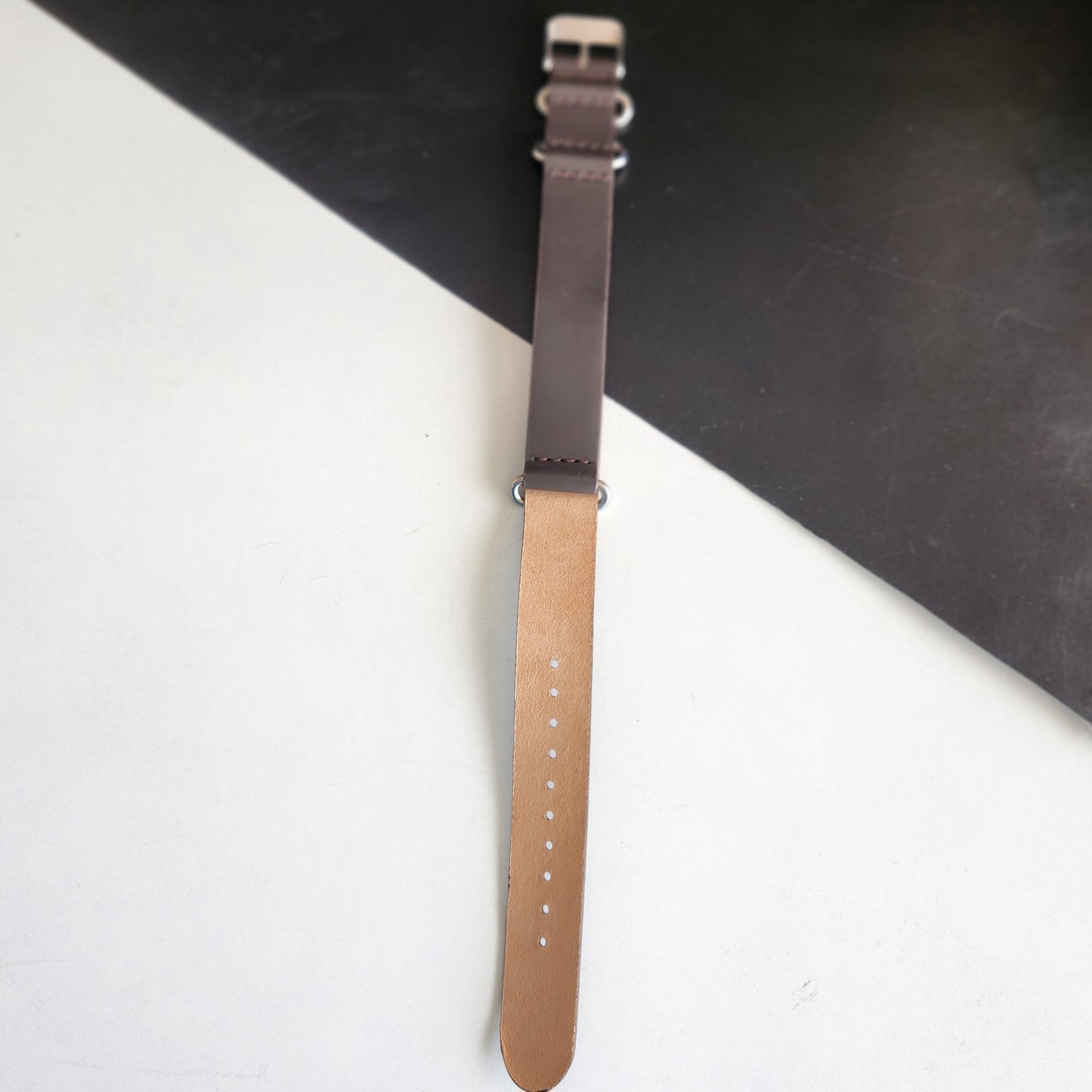 18MM Leather Nato Dark Brown Strap for Automatic Mechanical Watches H09
