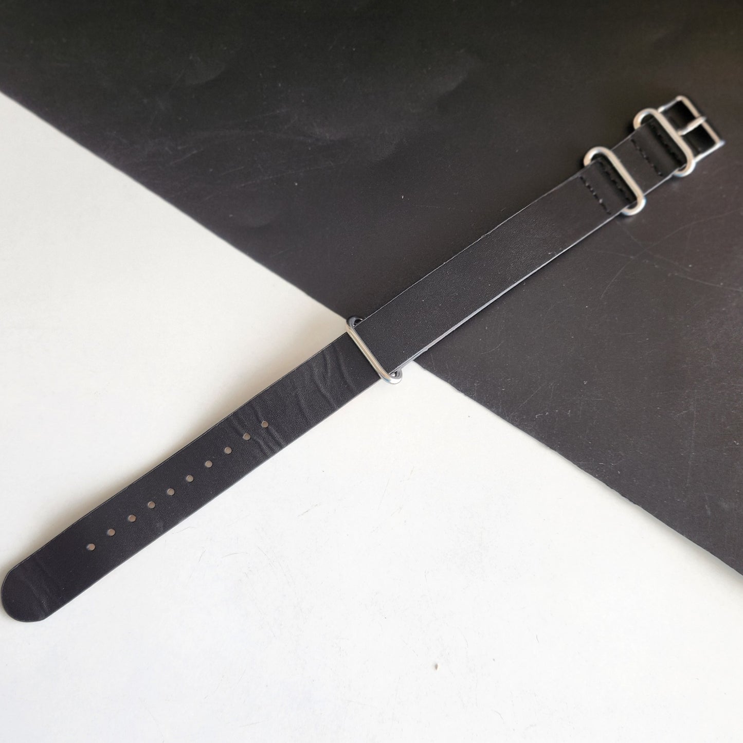 18MM Leather Nato Black Strap for Automatic Mechanical Watches H10
