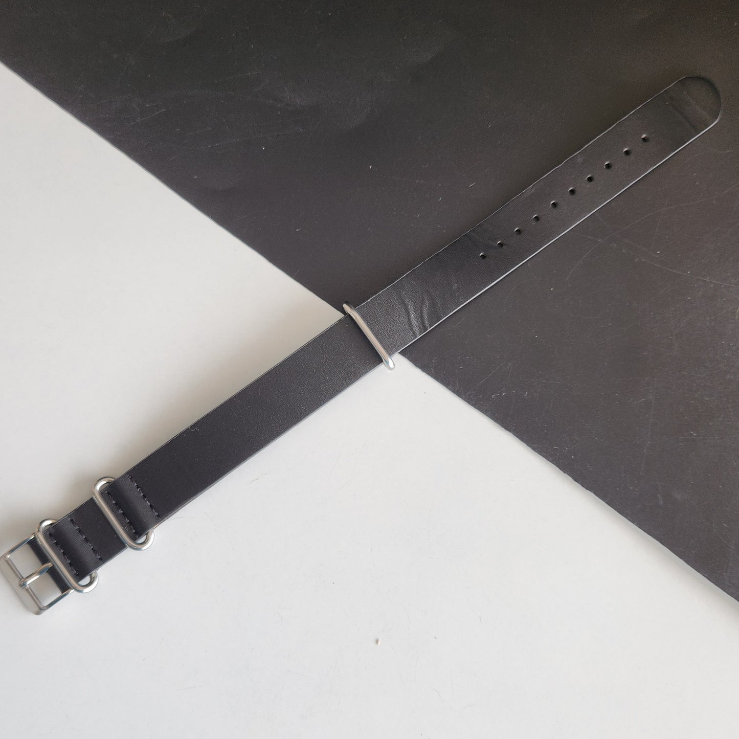 18MM Leather Nato Black Strap for Automatic Mechanical Watches H10