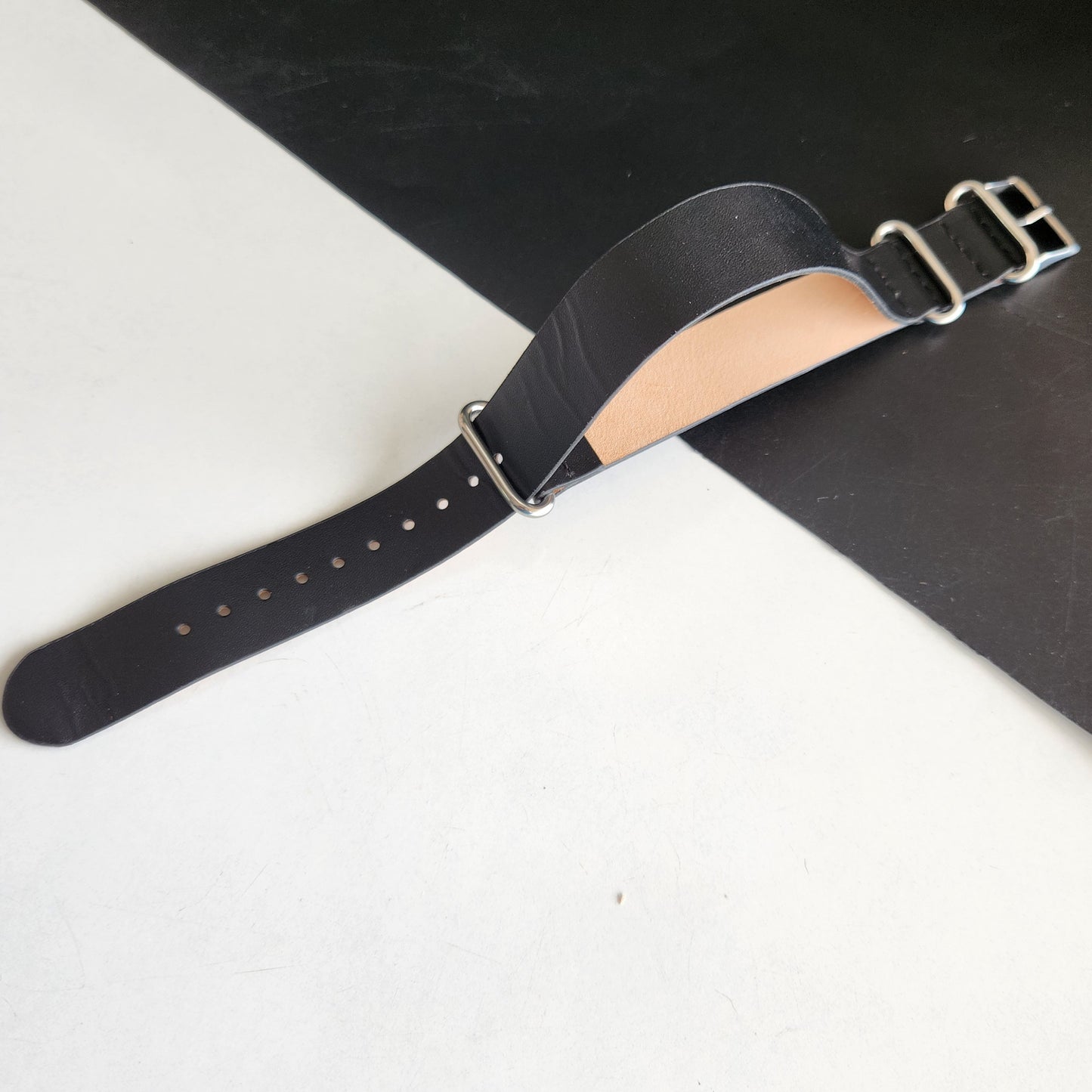 18MM Leather Nato Black Strap for Automatic Mechanical Watches H10