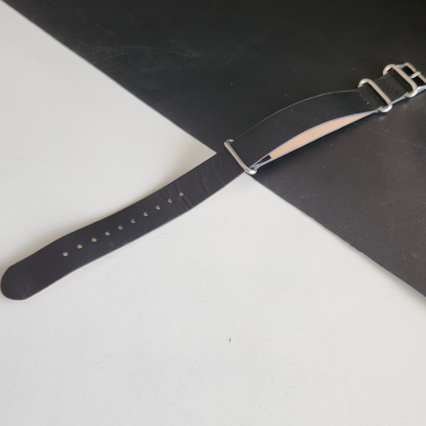 18MM Leather Nato Black Strap for Automatic Mechanical Watches H10