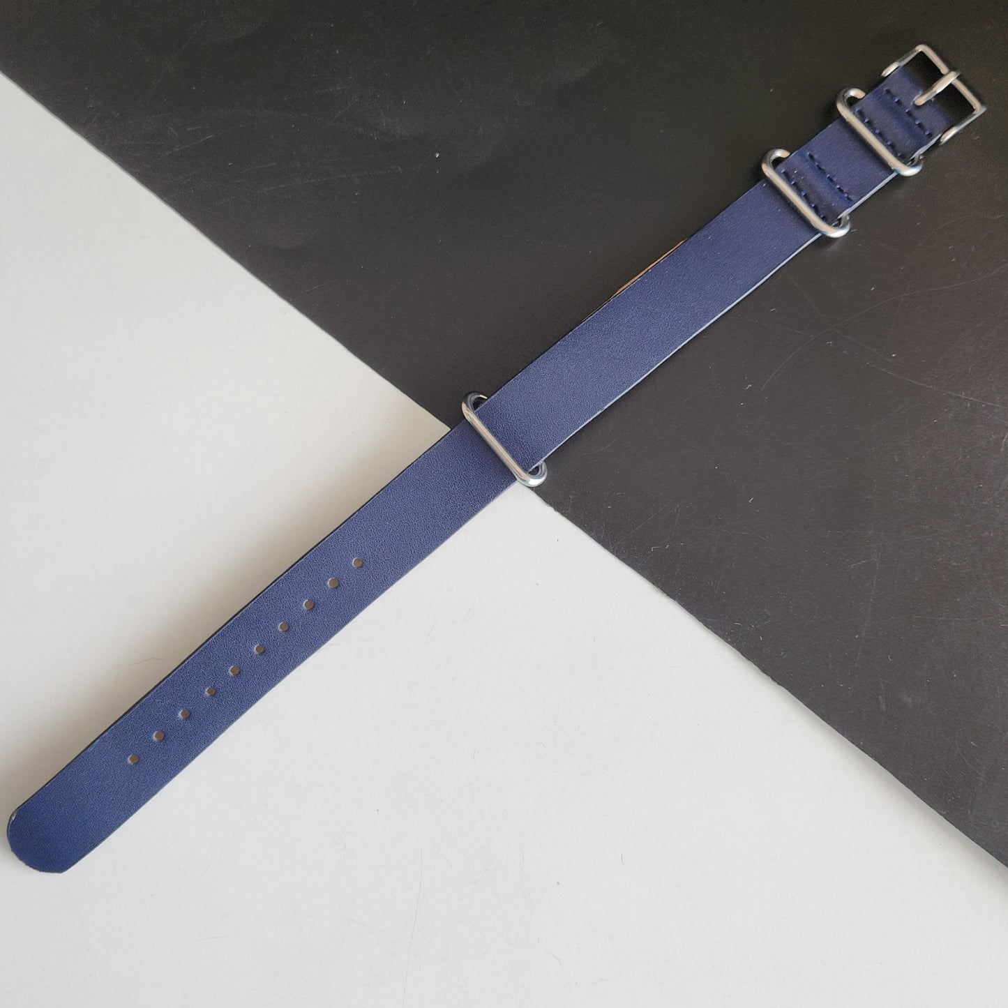 18MM Leather Nato Blue Strap for Automatic Mechanical Watches H11