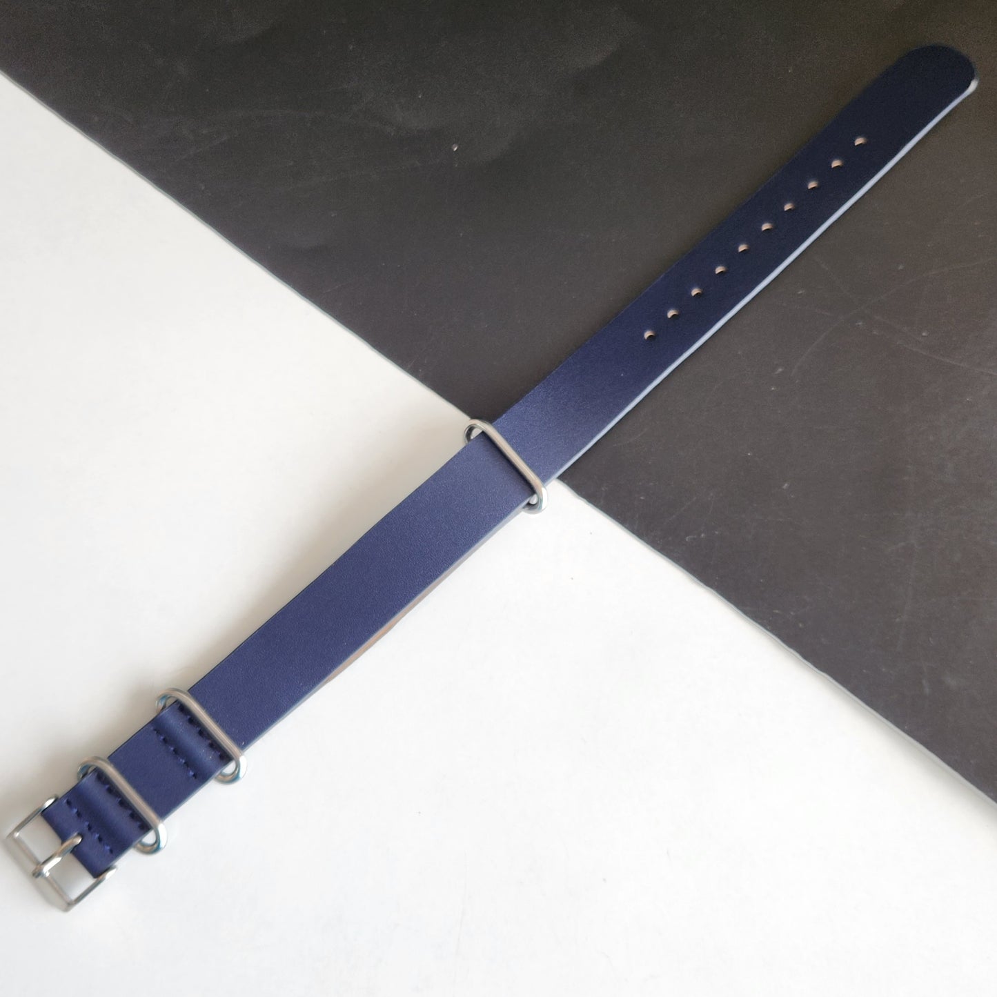 18MM Leather Nato Blue Strap for Automatic Mechanical Watches H11