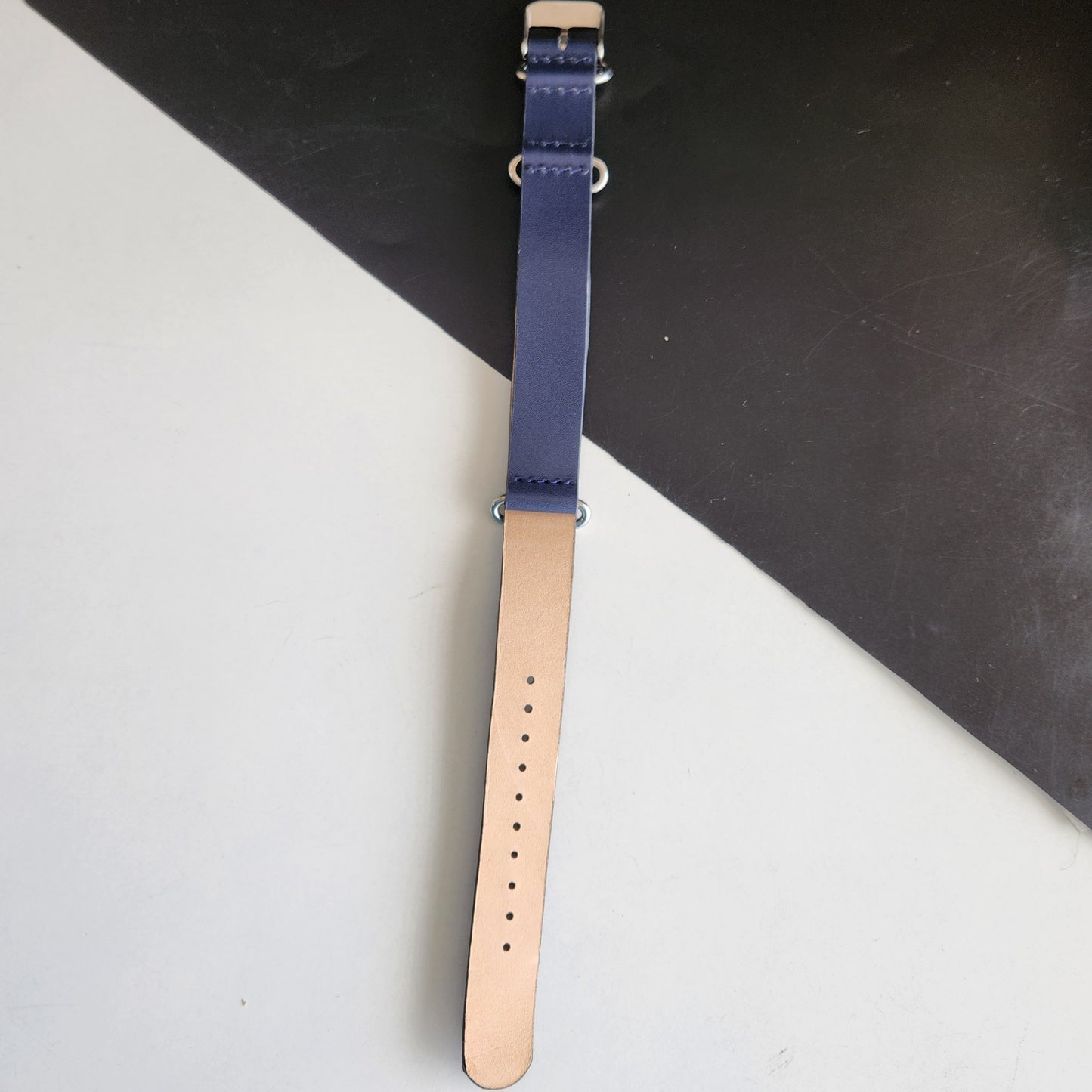 18MM Leather Nato Blue Strap for Automatic Mechanical Watches H11