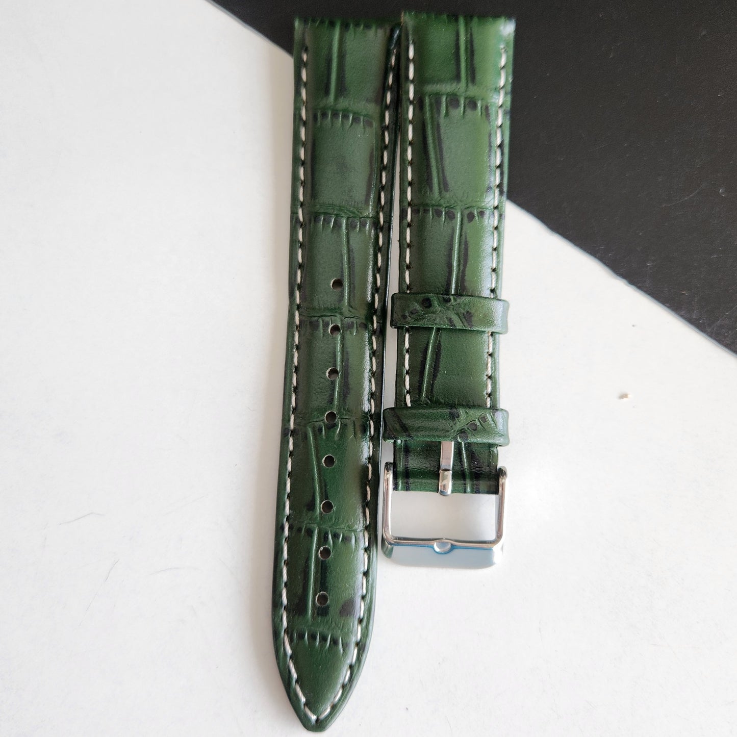 18MM Green Leather Croco Strap for Automatic Mechanical Watches H14
