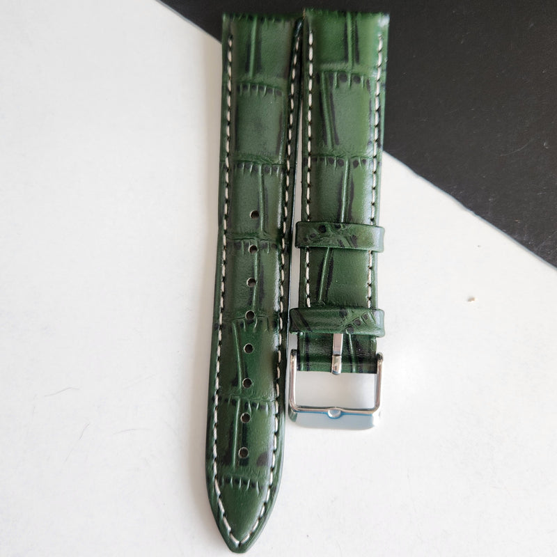 18MM Green Leather Croco Strap for Automatic Mechanical Watches H14